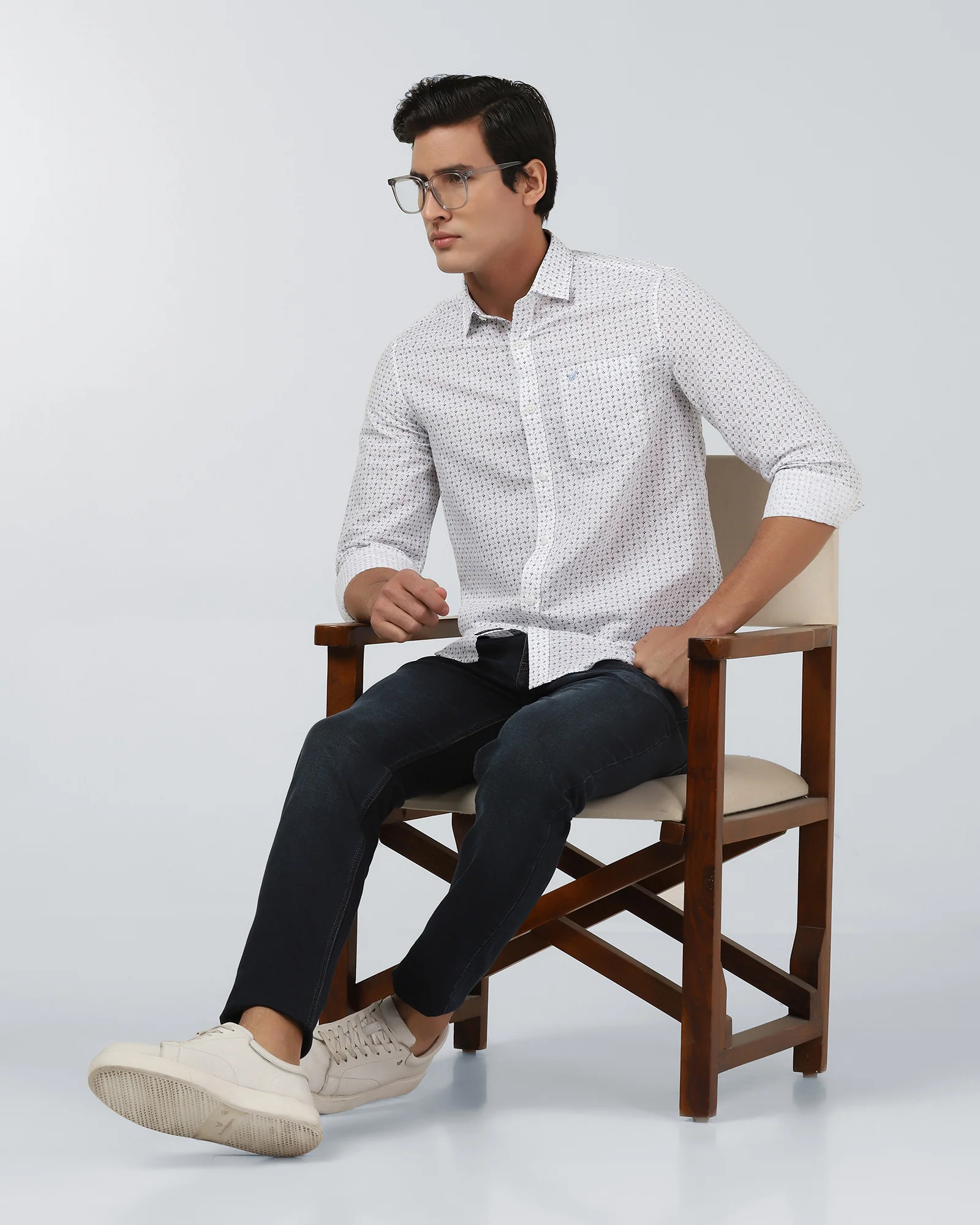 Blue Linen Printed Shirt - Silvano - Image 7