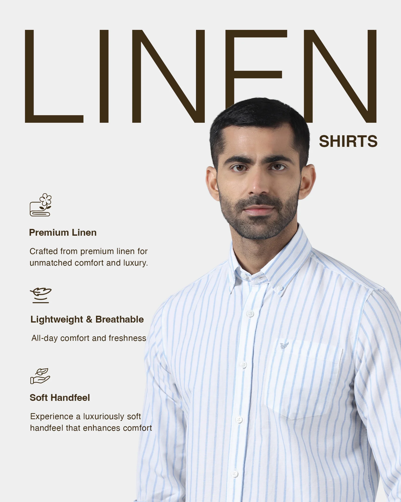 Blue Linen Stripe Shirt - Marzel - Image 4