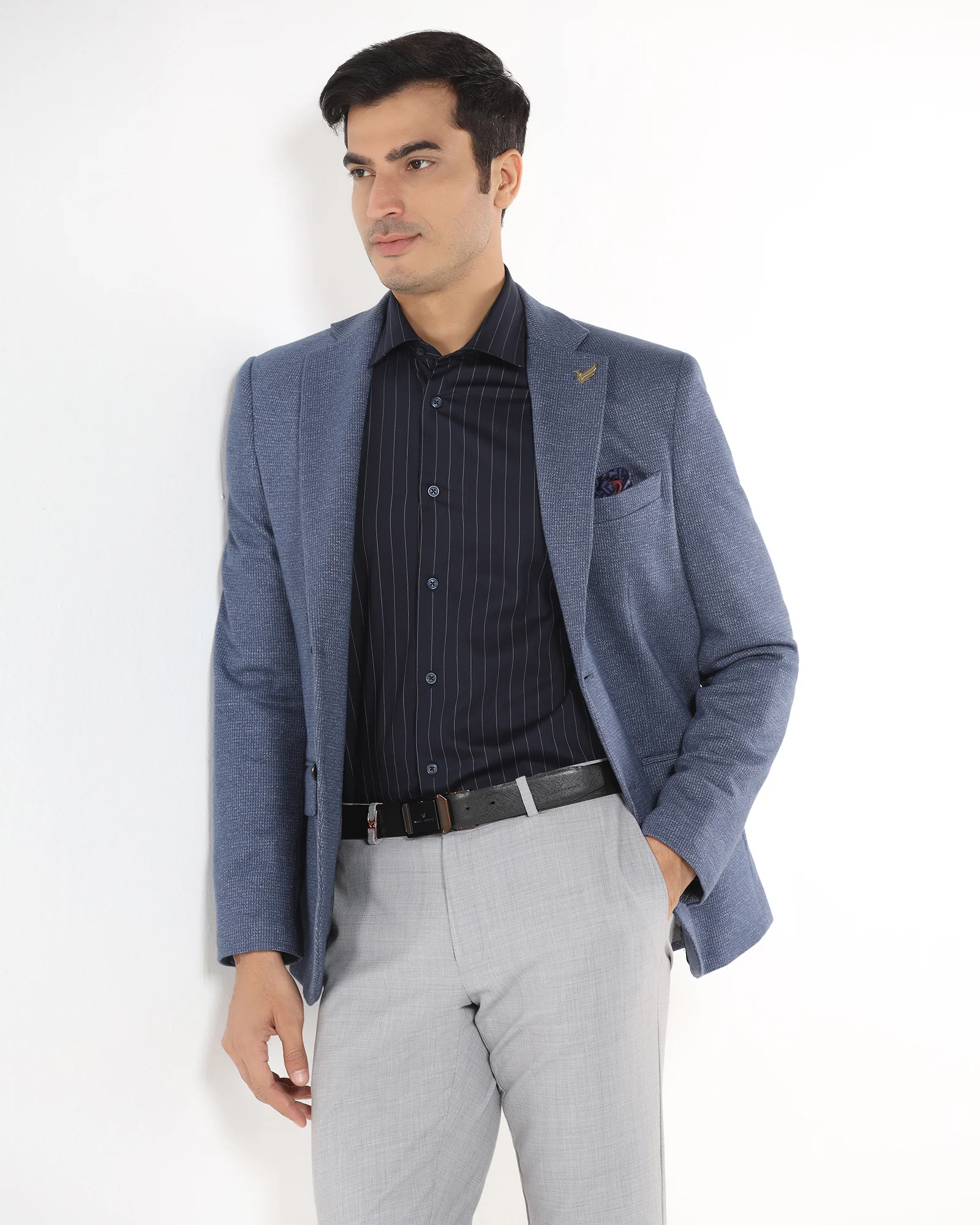 Blue Luxe Textured Blazer - Baleno - Image 7