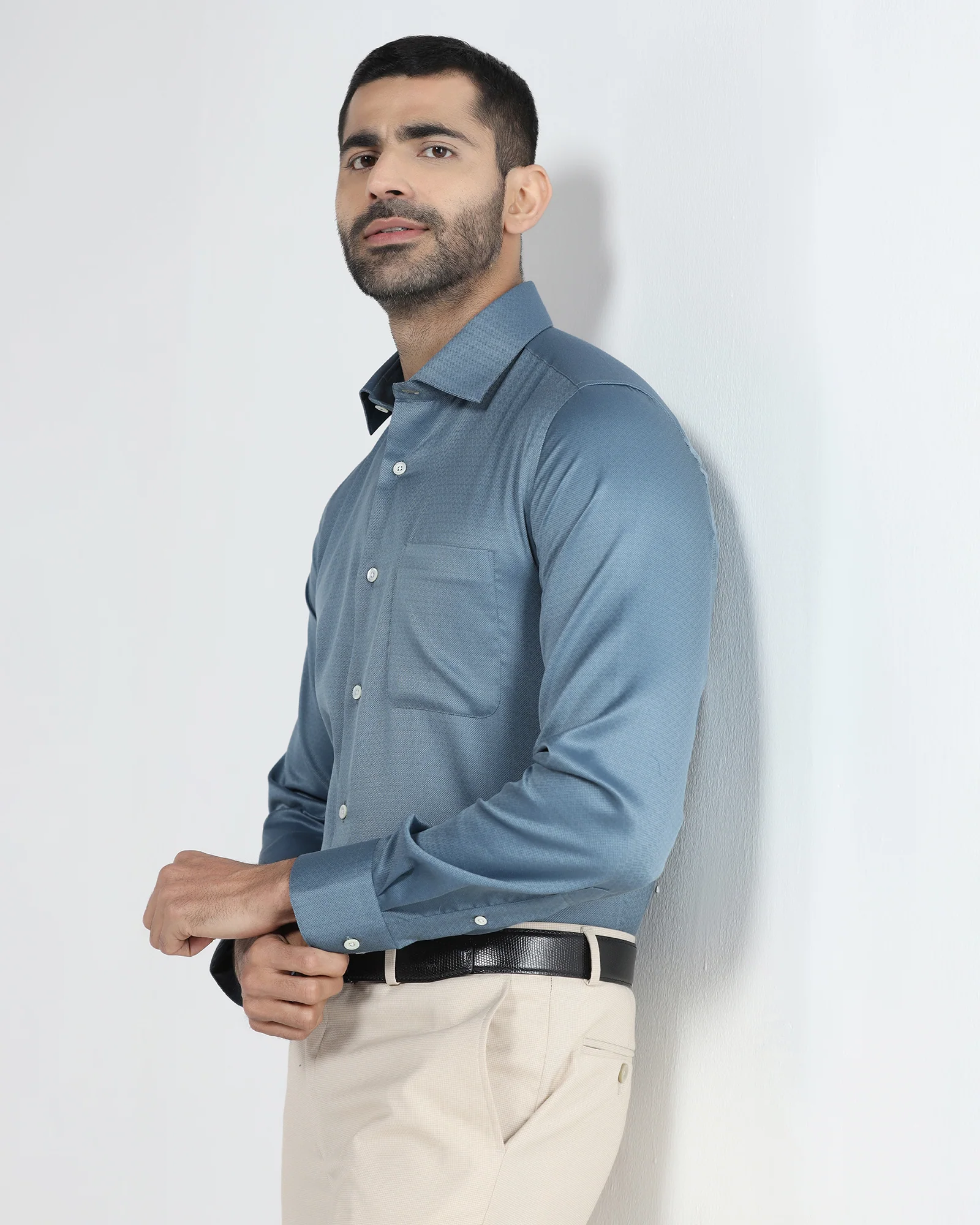 Blue Luxe Textured Shirt - Shutle - Image 7