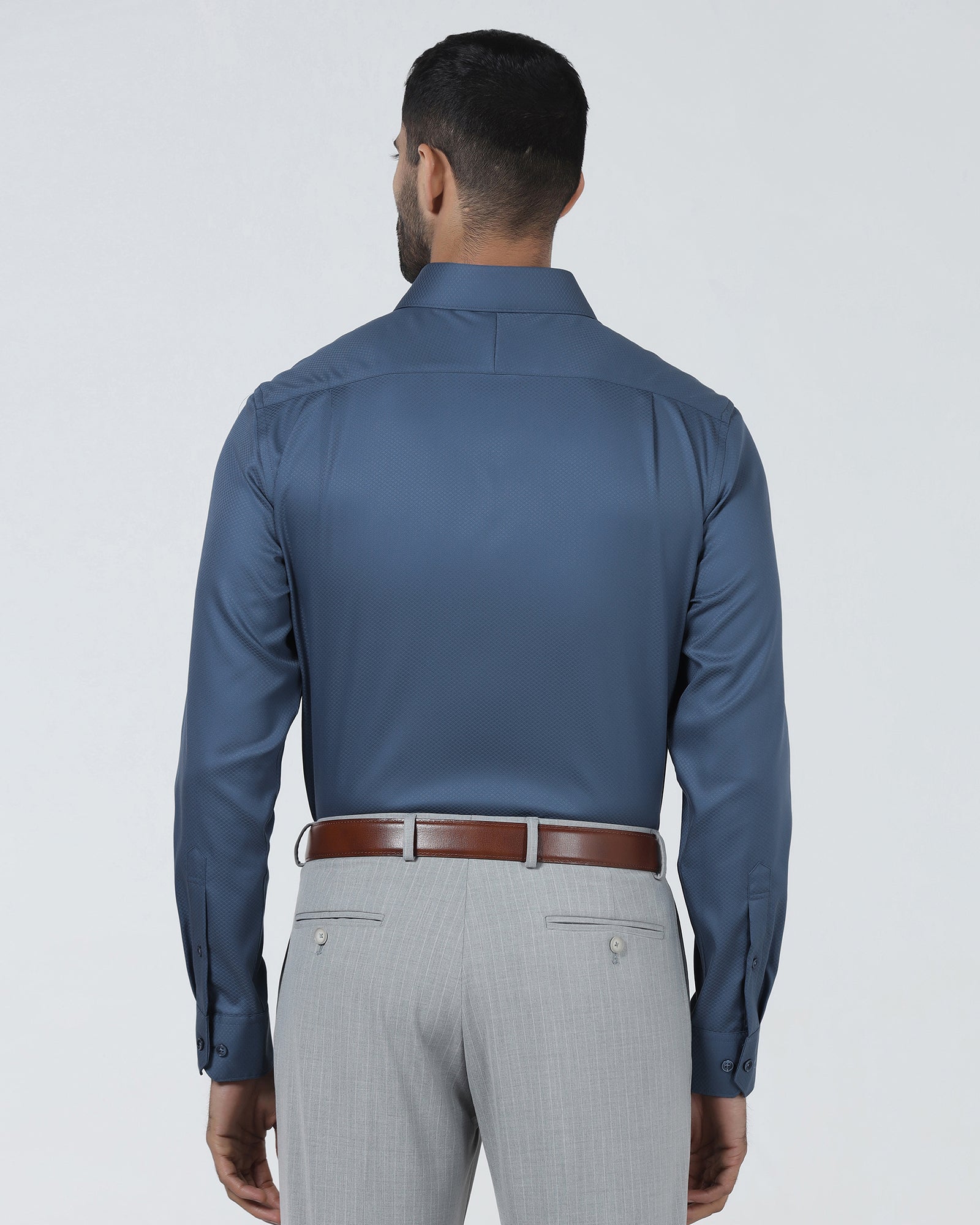 Blue Non Iron Textured Shirt - Erik - Image 2