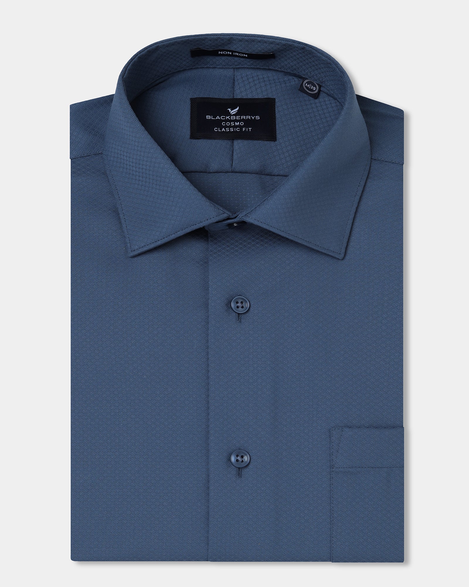 Blue Non Iron Textured Shirt - Erik - Image 5