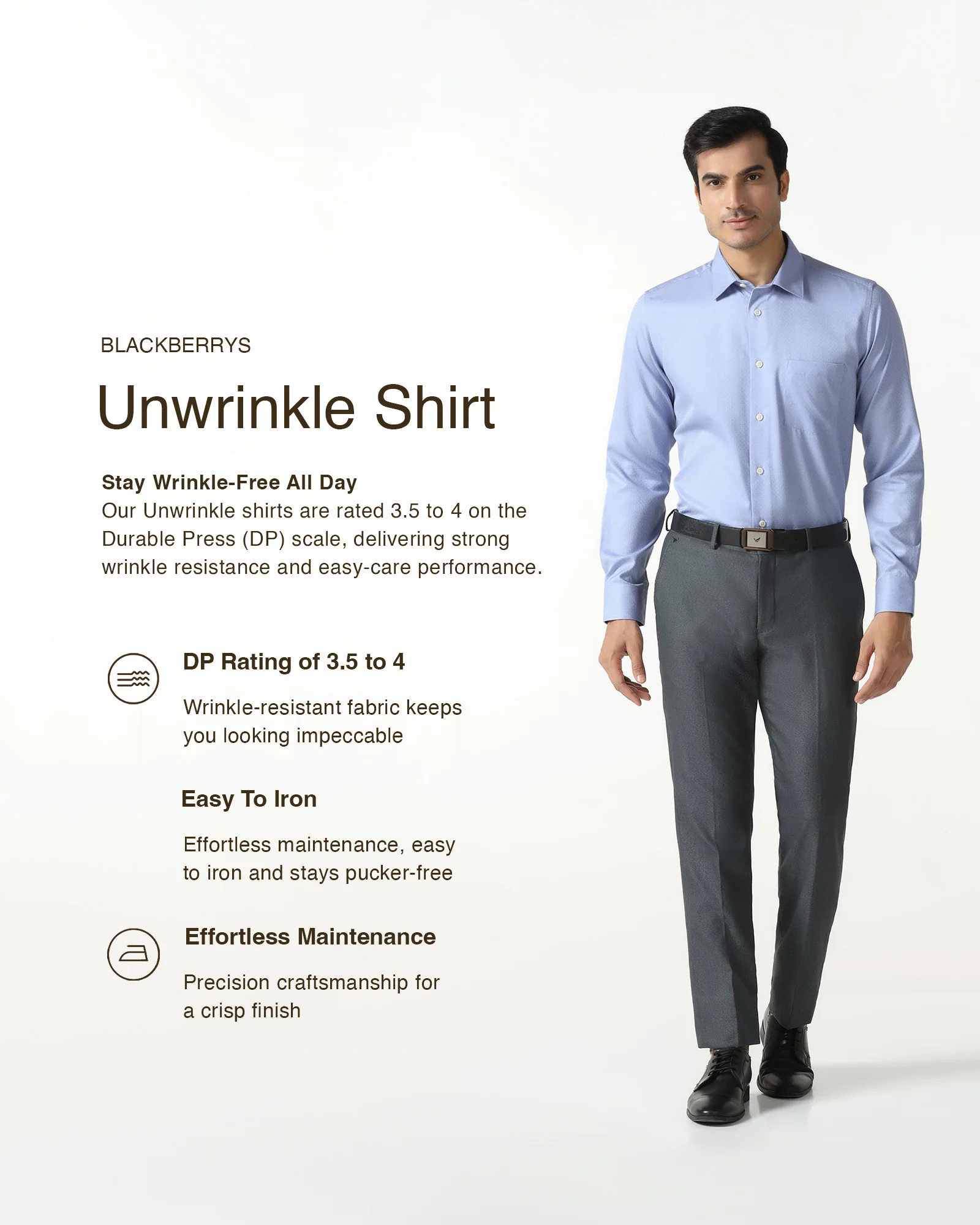 Blue Unwrinkle Textured Shirt - Relate - Image 3