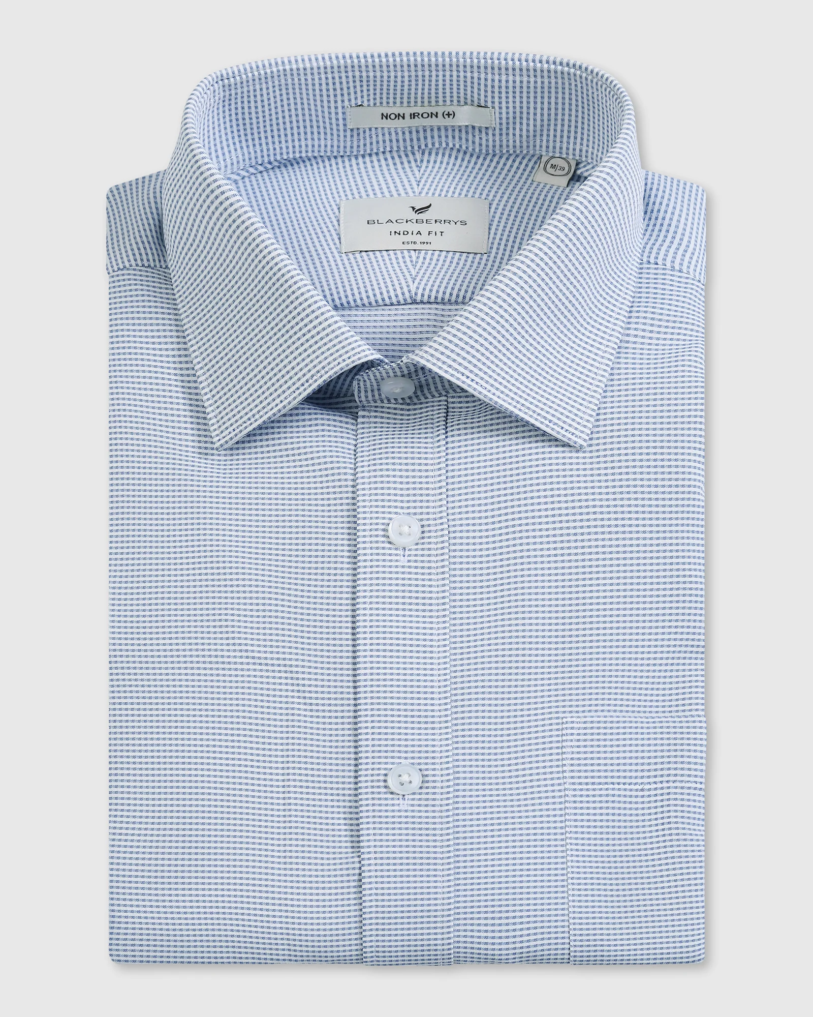Blue Non Iron Textured Shirt - Rise - Image 5