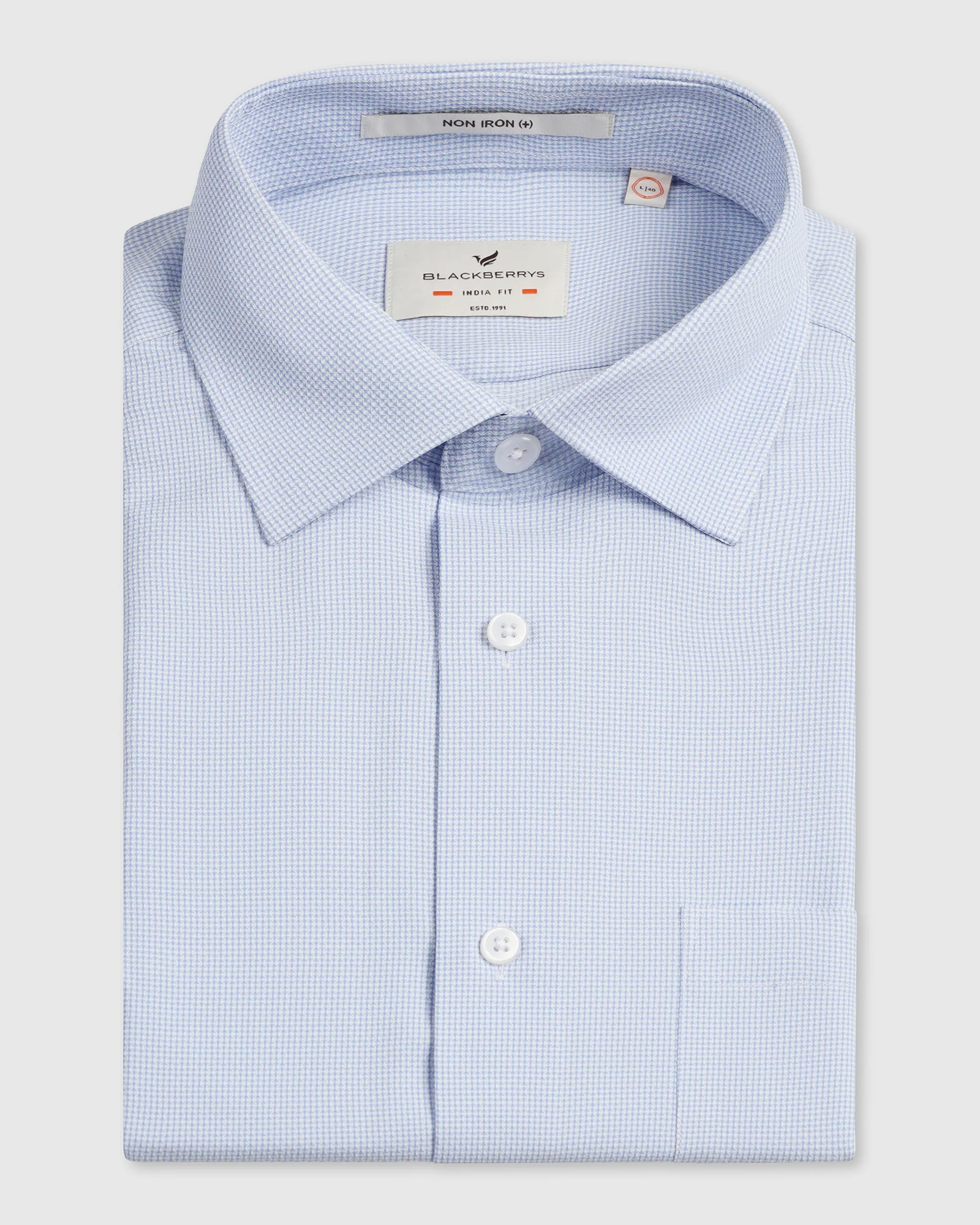 Blue Non Iron Textured Shirt - Russel - Image 5