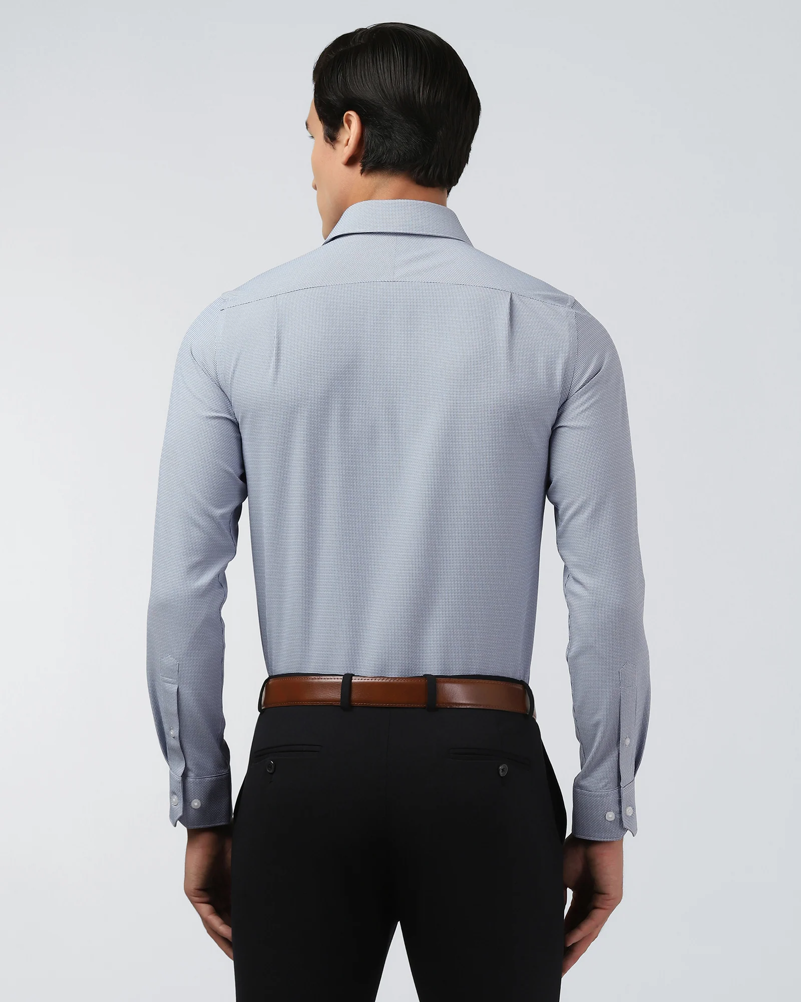 Blue Non Iron Textured Shirt - Russel E - Image 2