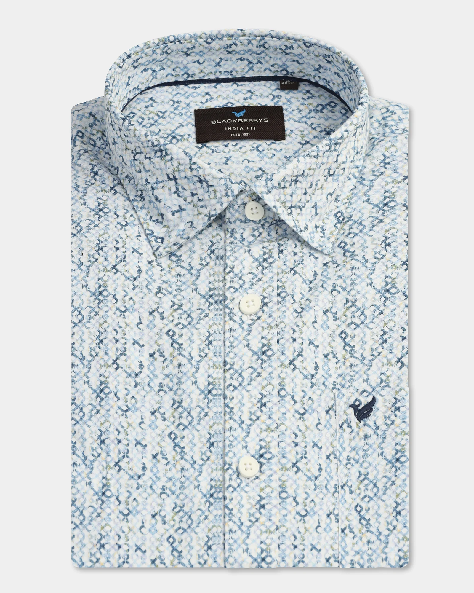 Blue Printed Shirt - Emeric - Image 5