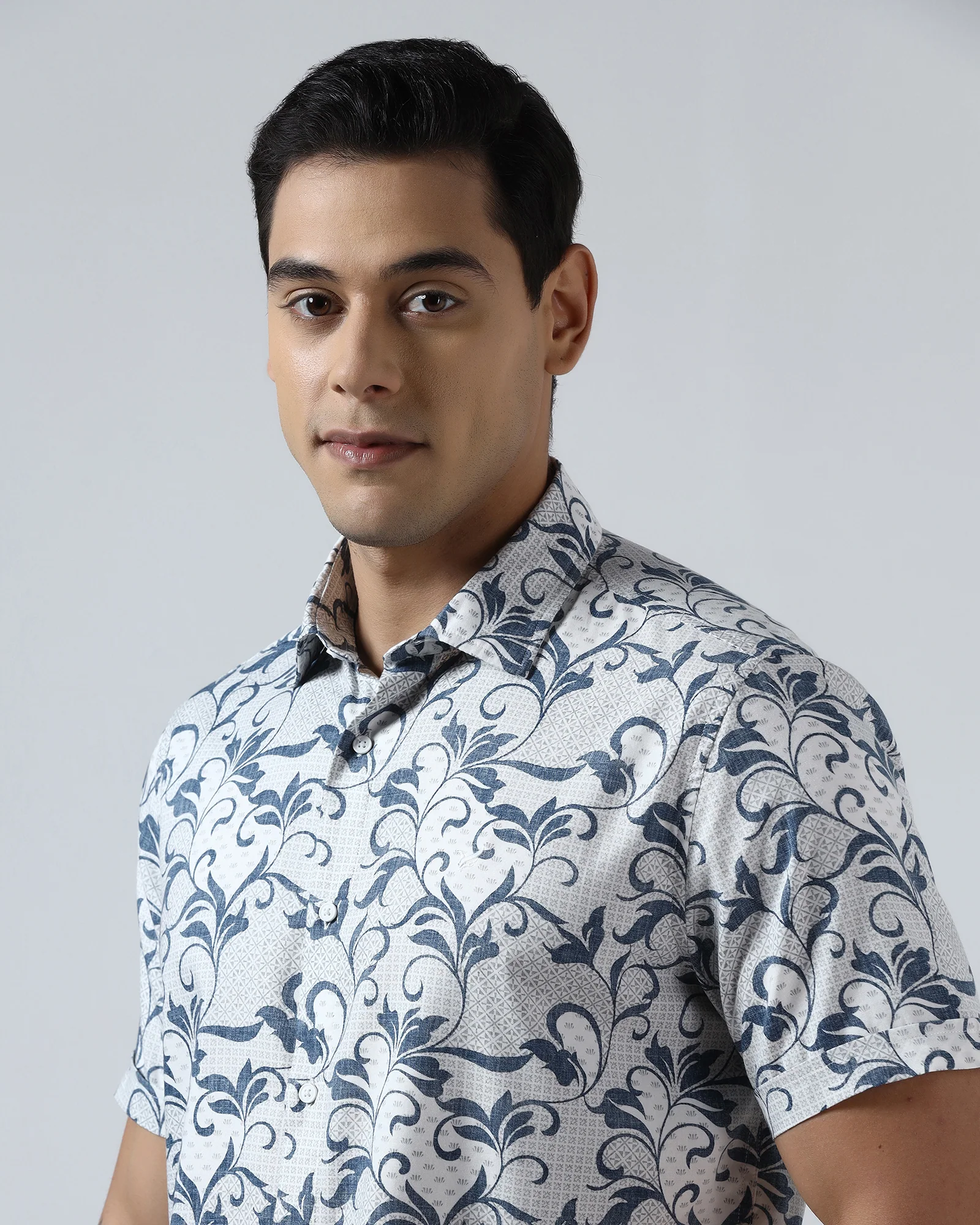 Blue Half Sleeve Printed Shirt - Lenard - Image 4