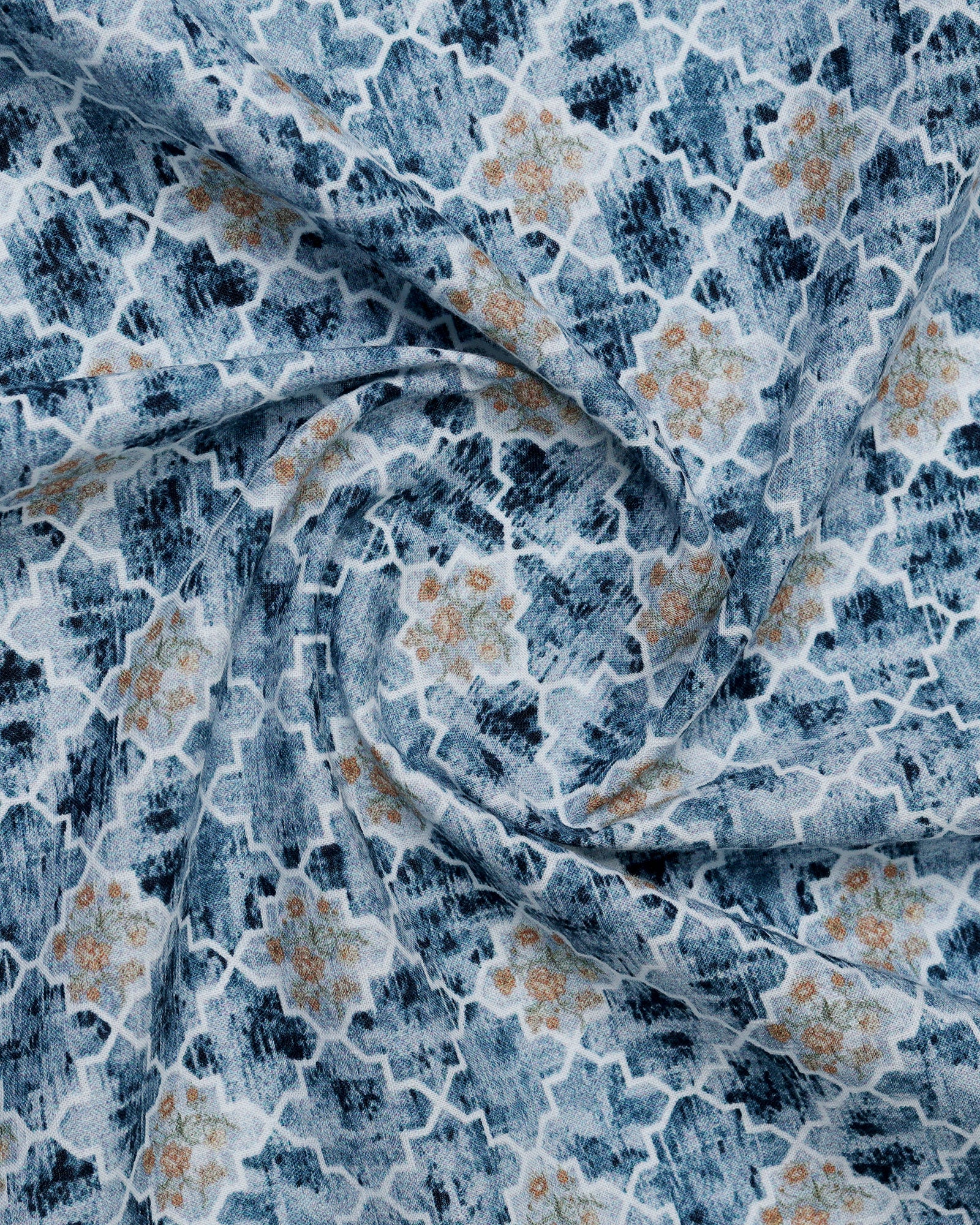 Blue Half Sleeve Printed Shirt - Melod - Image 6