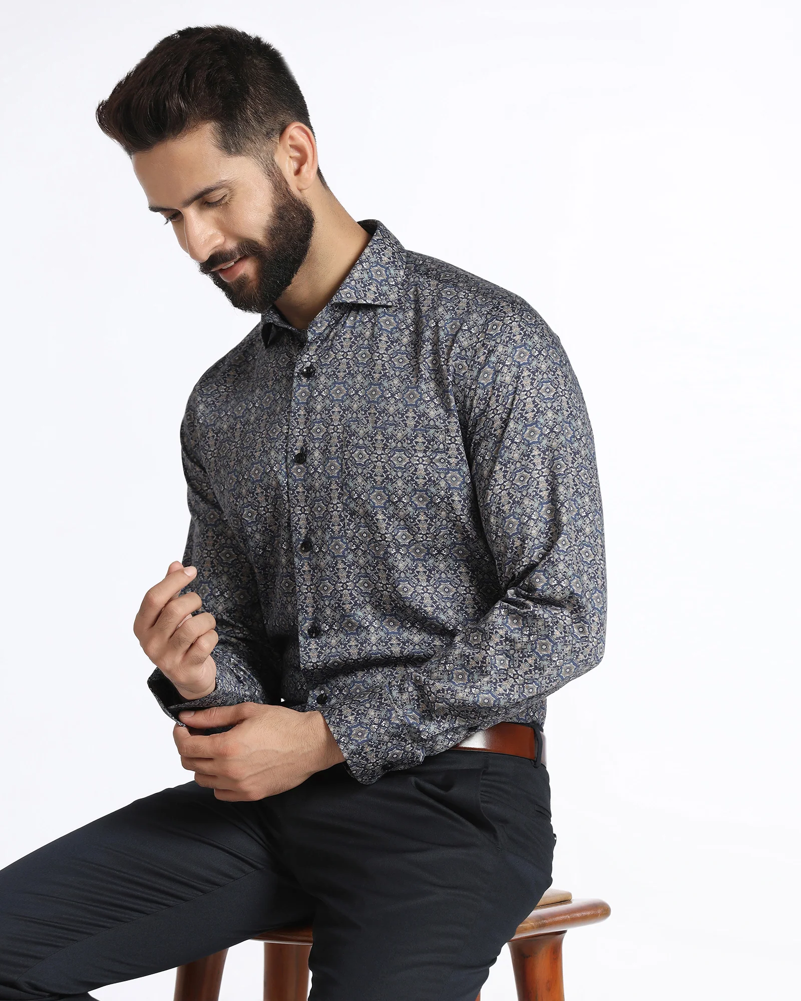Blue Printed Shirt - Royce - Image 7