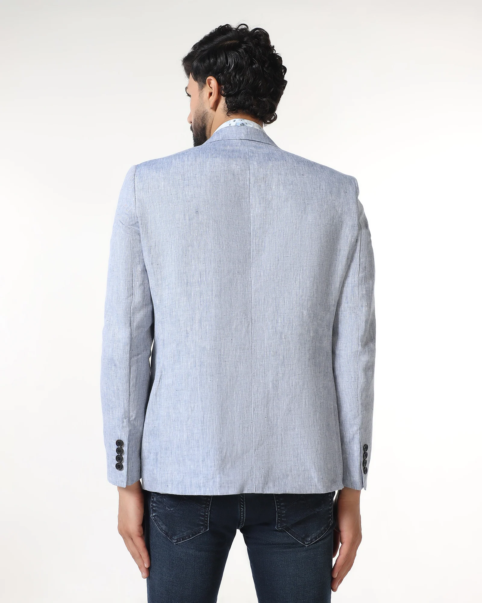 Blue Solid Blazer - Fiero - Image 2