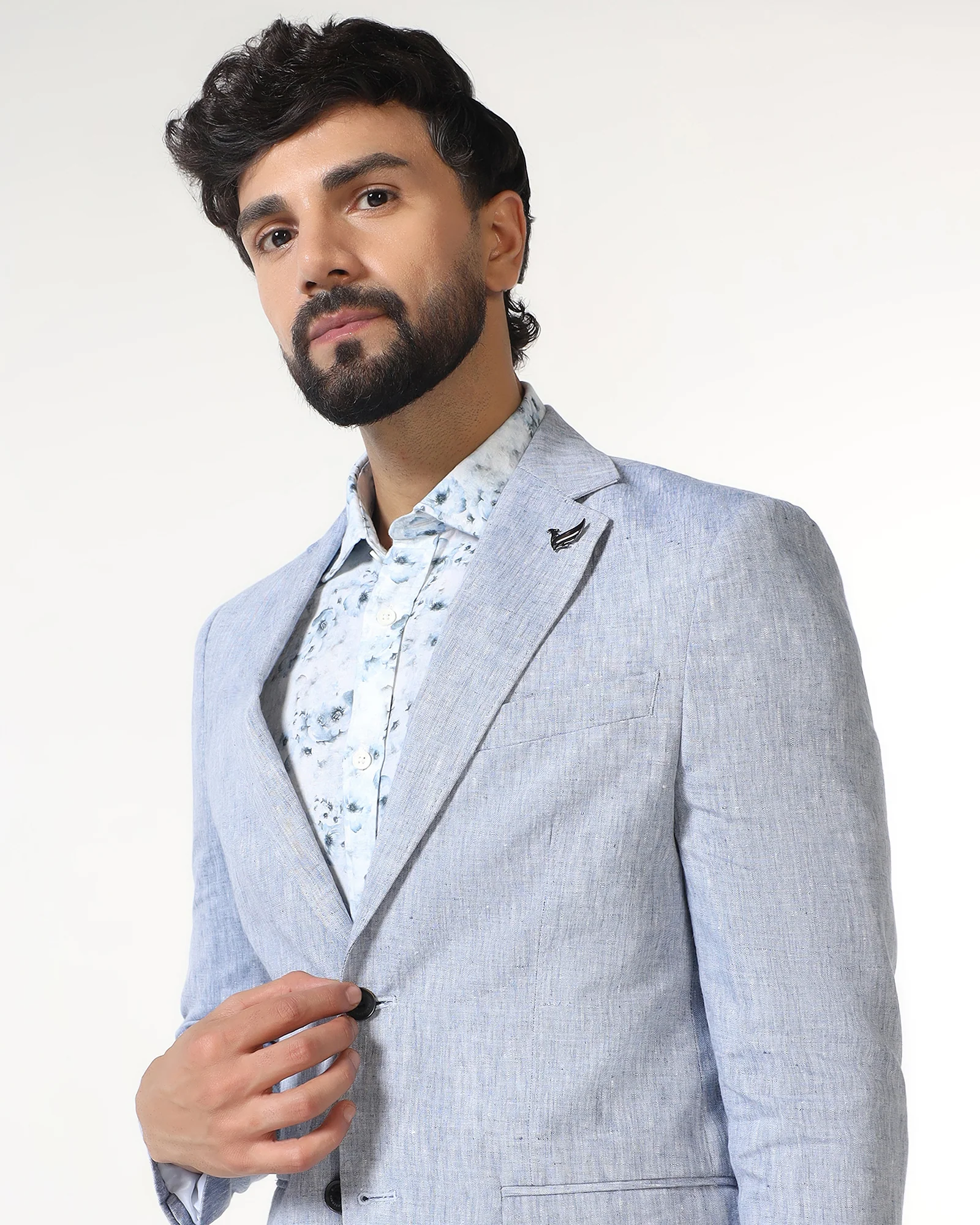 Blue Solid Blazer - Fiero - Image 4