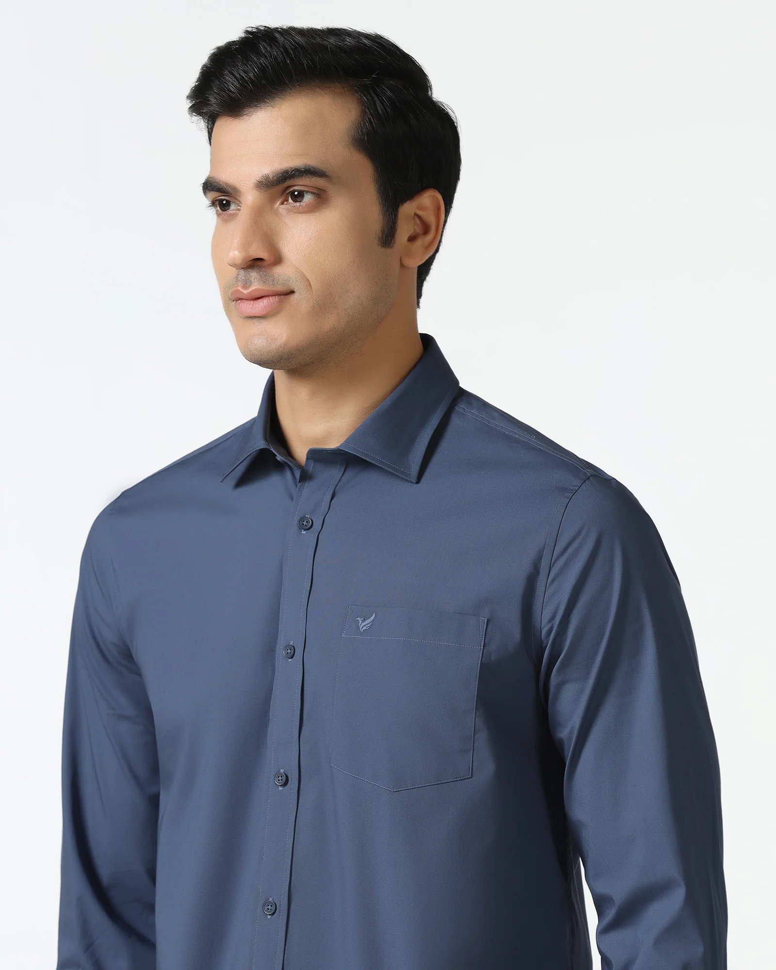 Blue Solid Shirt - Lujo - Image 4