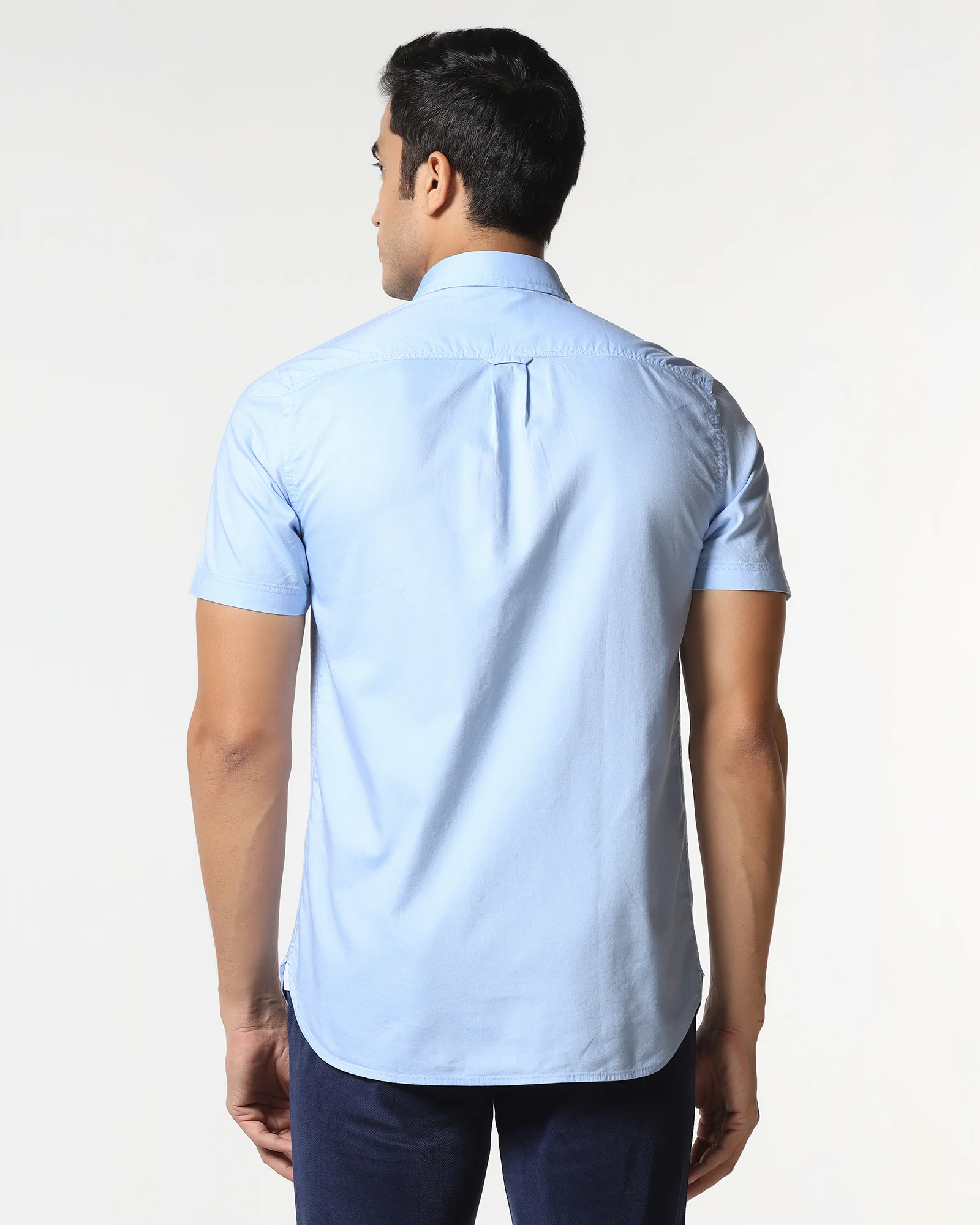 Blue Half Sleeve Solid Shirt - Trun - Image 2