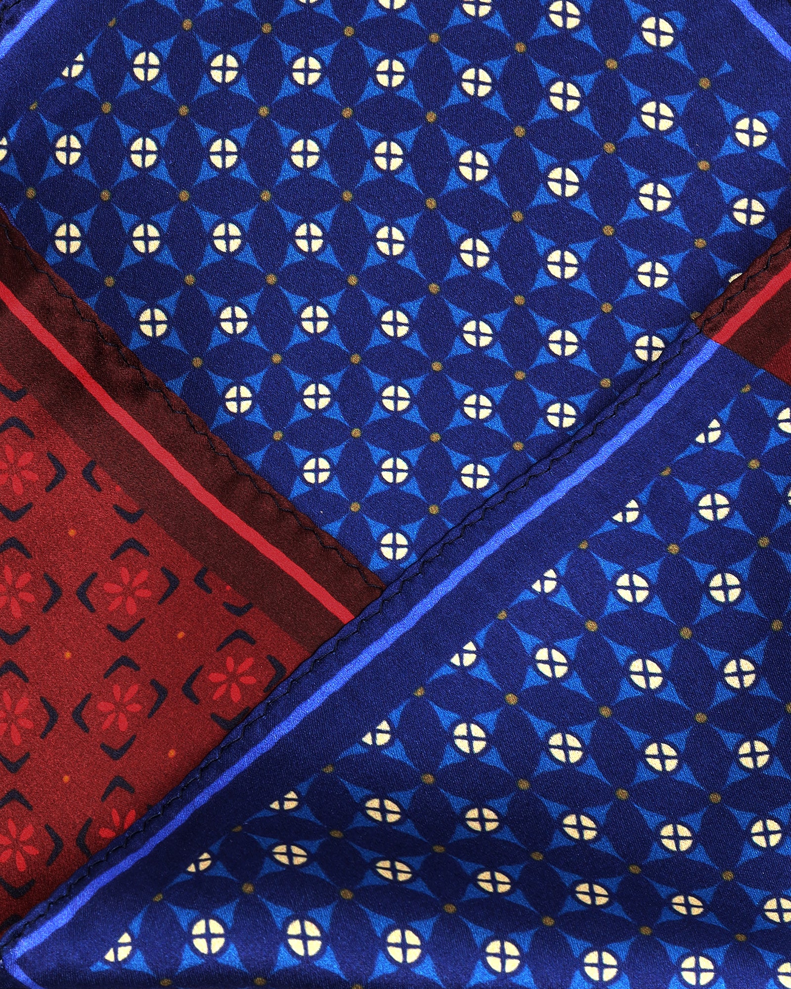 Blue Printed 100% Silk Pocket Square - Westleigh - Image 4