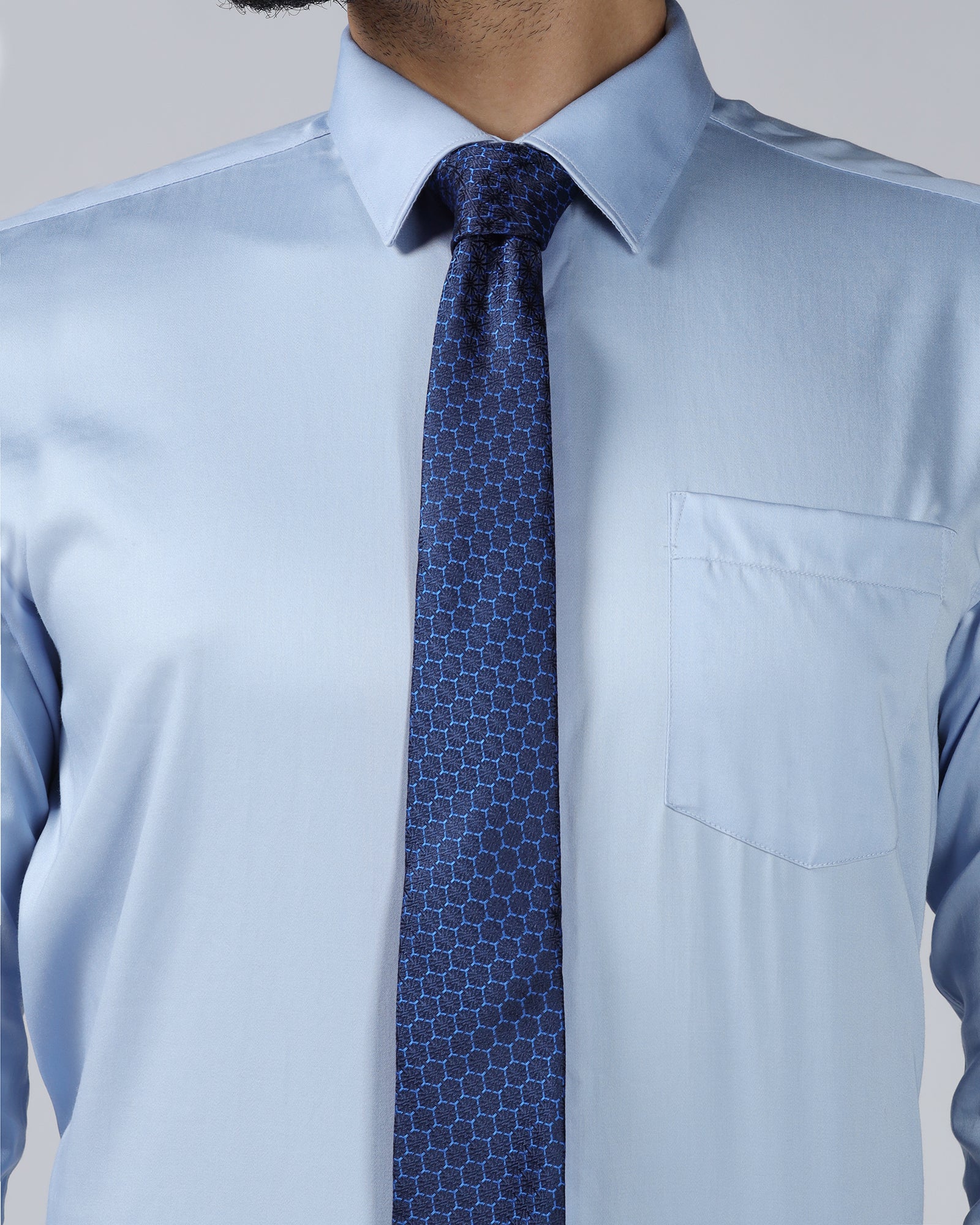 Blue Silk Jacquard Tie - Wyatt - Image 3