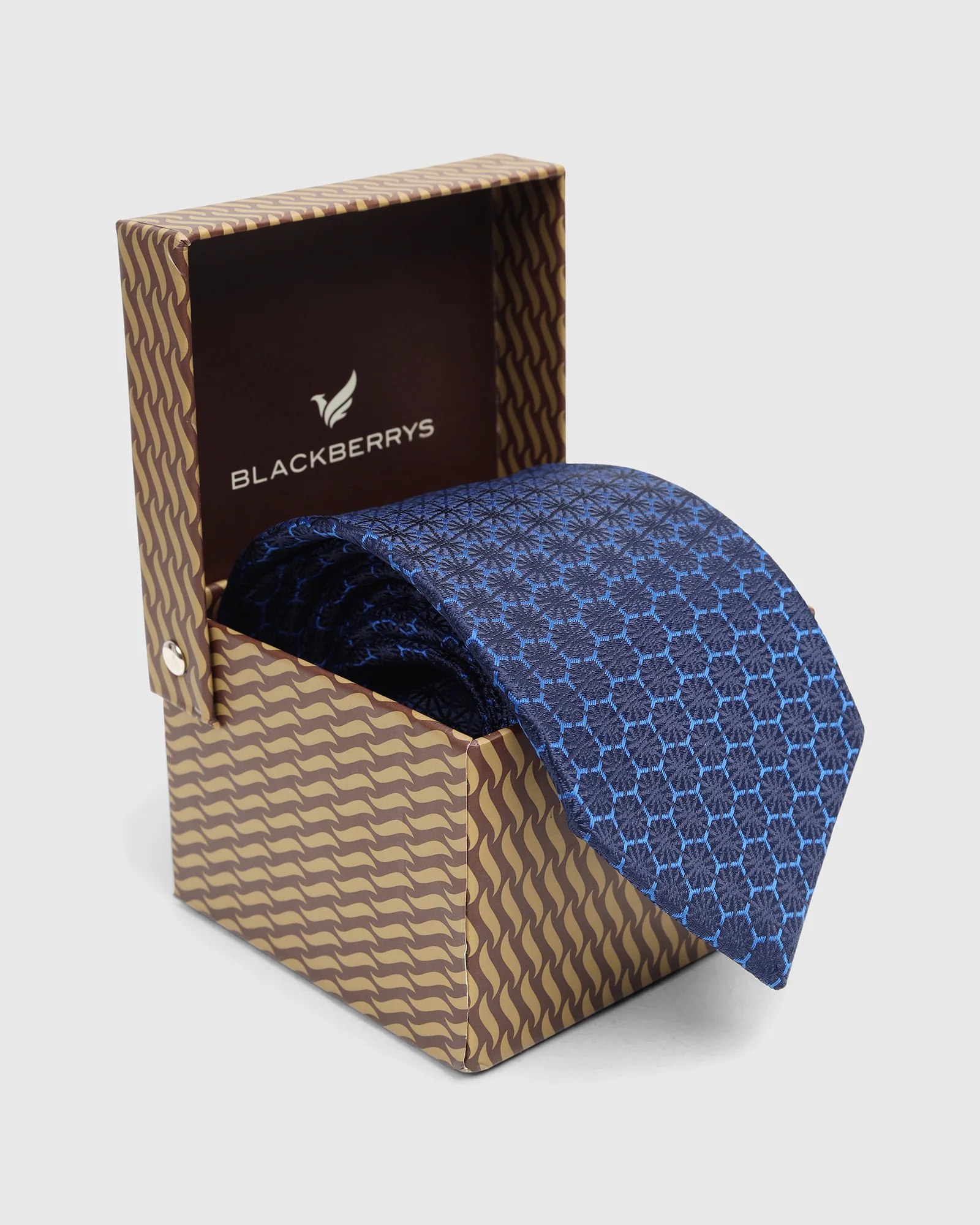Blue Silk Jacquard Tie - Wyatt - Image 6