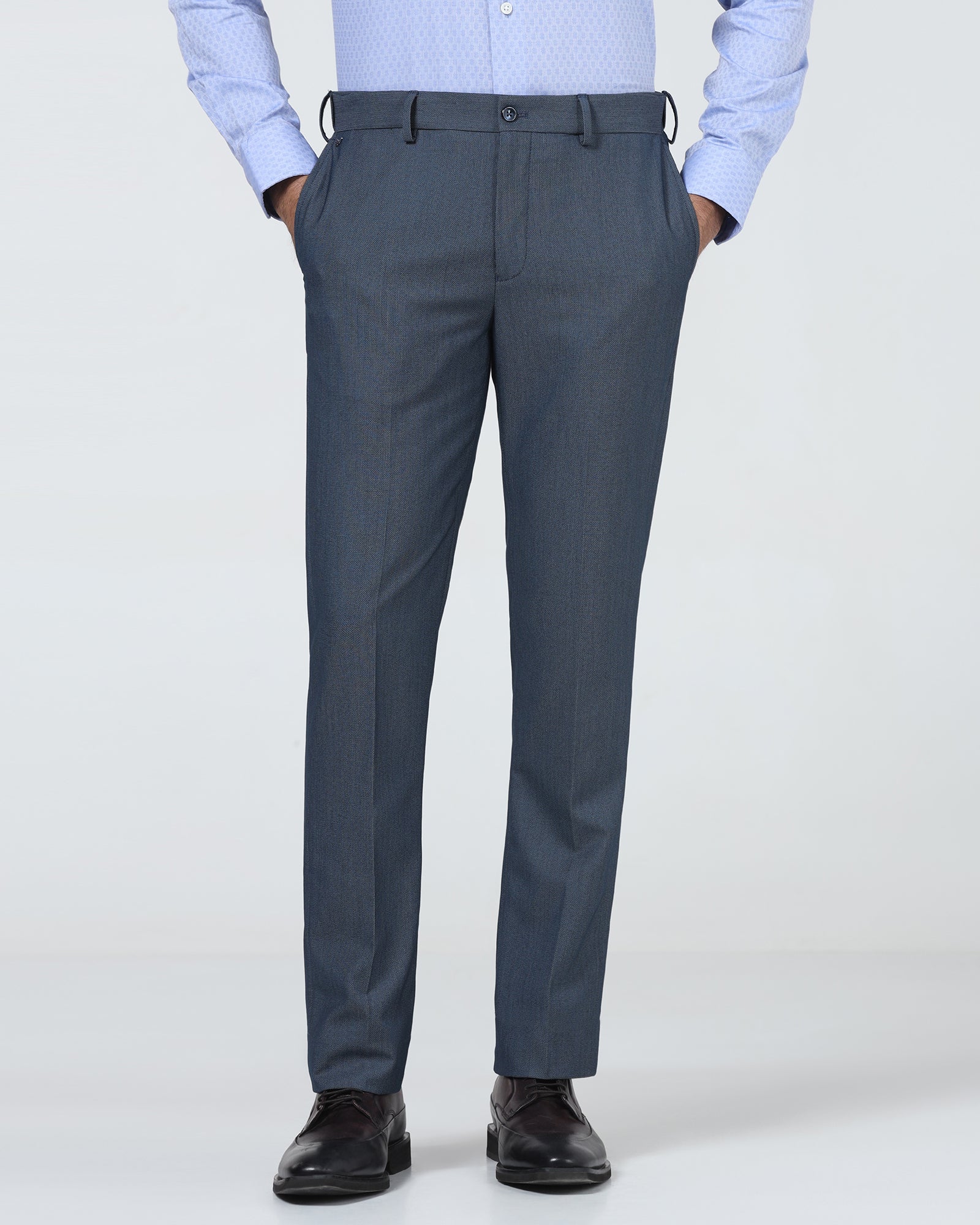 Blue Technowaist Textured Trouser - Alex - Image 3