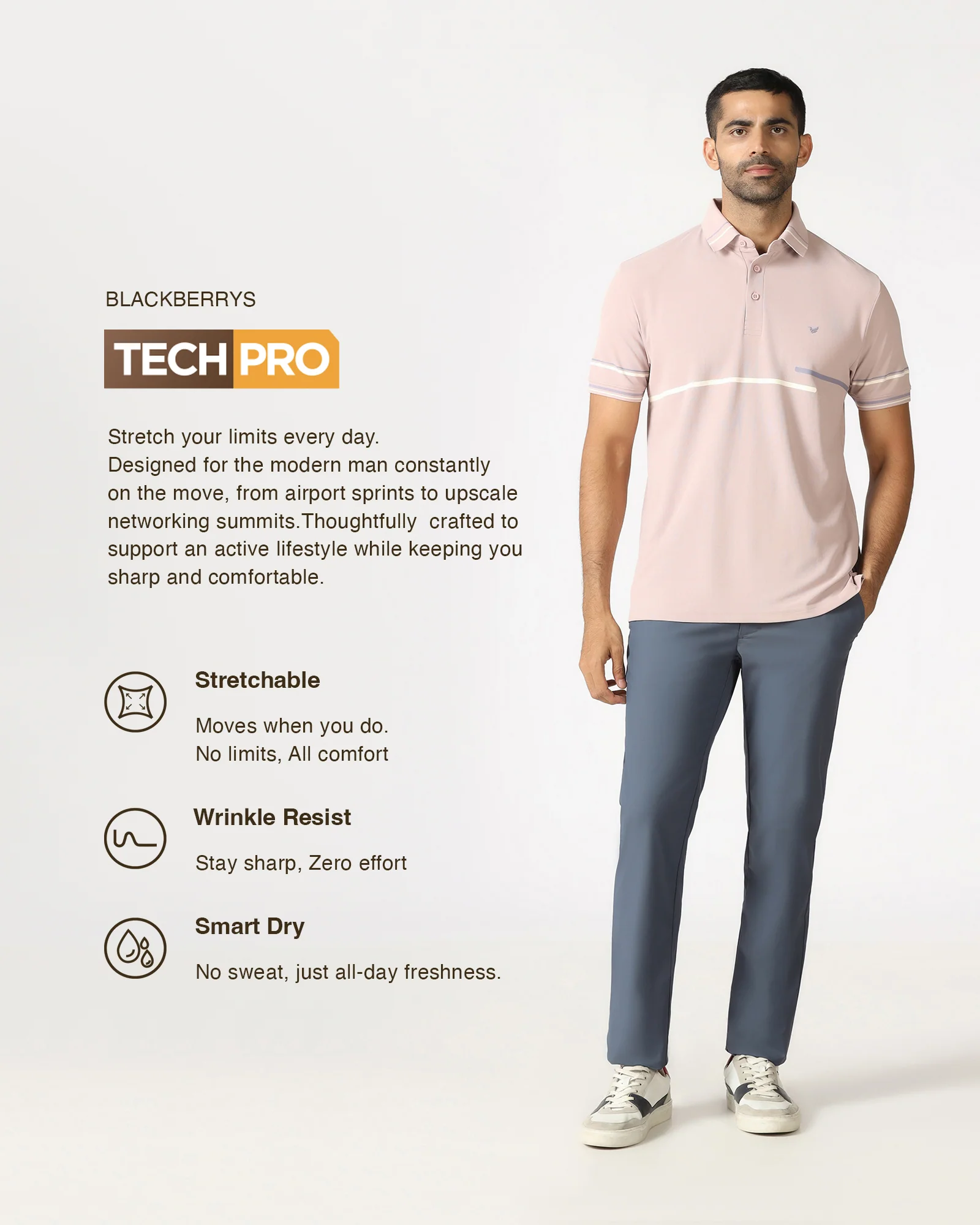 Blue TechPro Textured Khakis - Ticino - Image 3