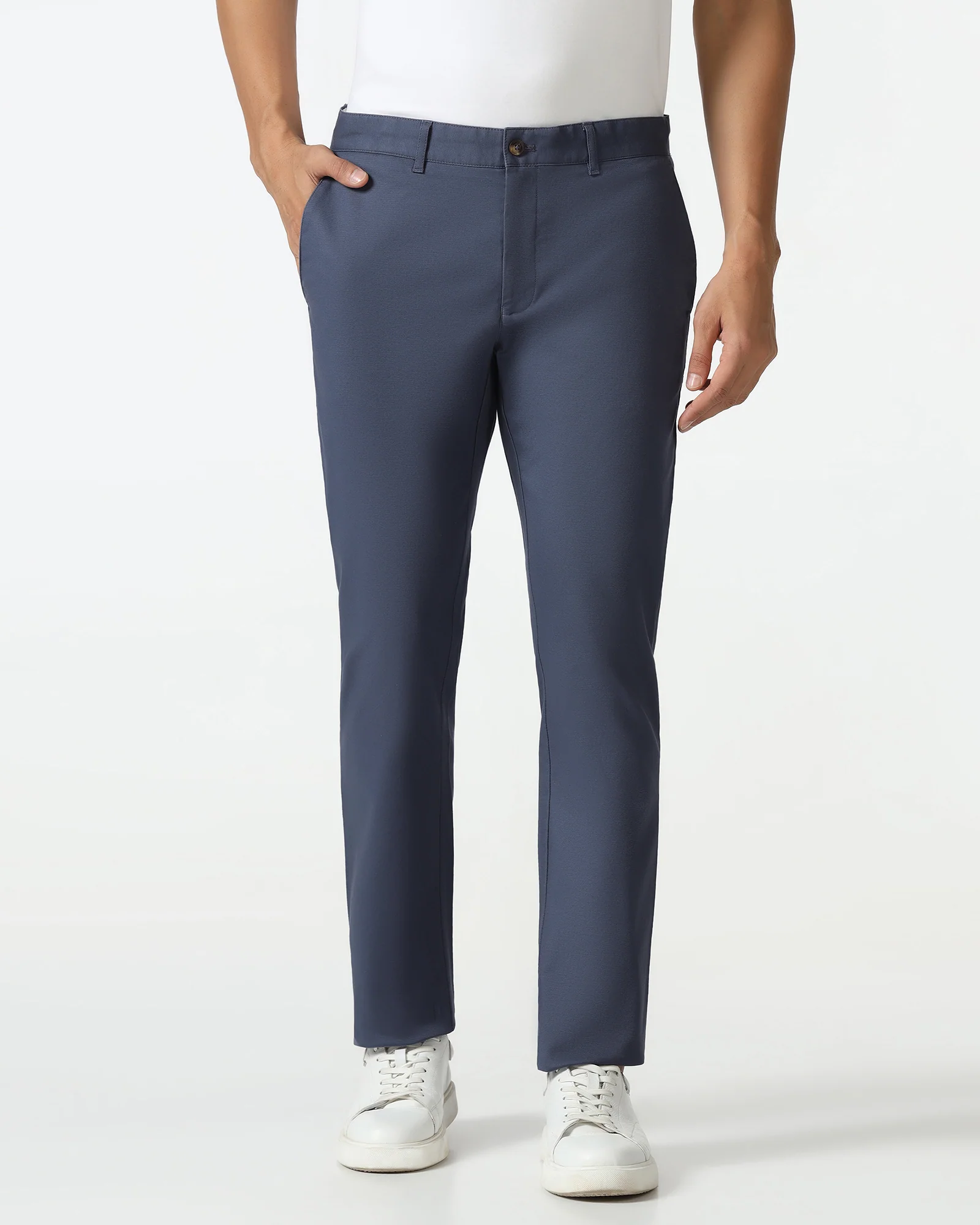 Blue Textured Khakis - Kary - Image 3