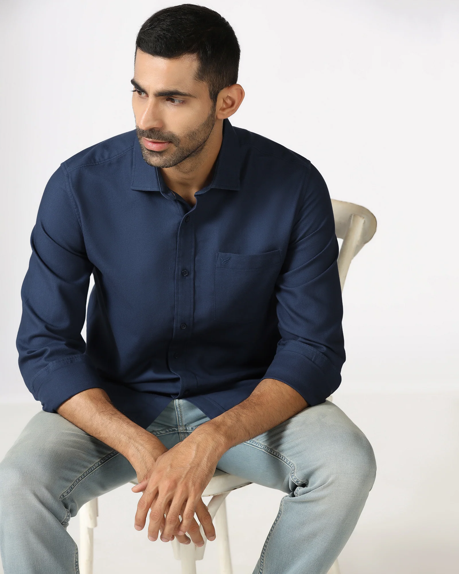 Blue Textured Shirt - Caty - Image 9
