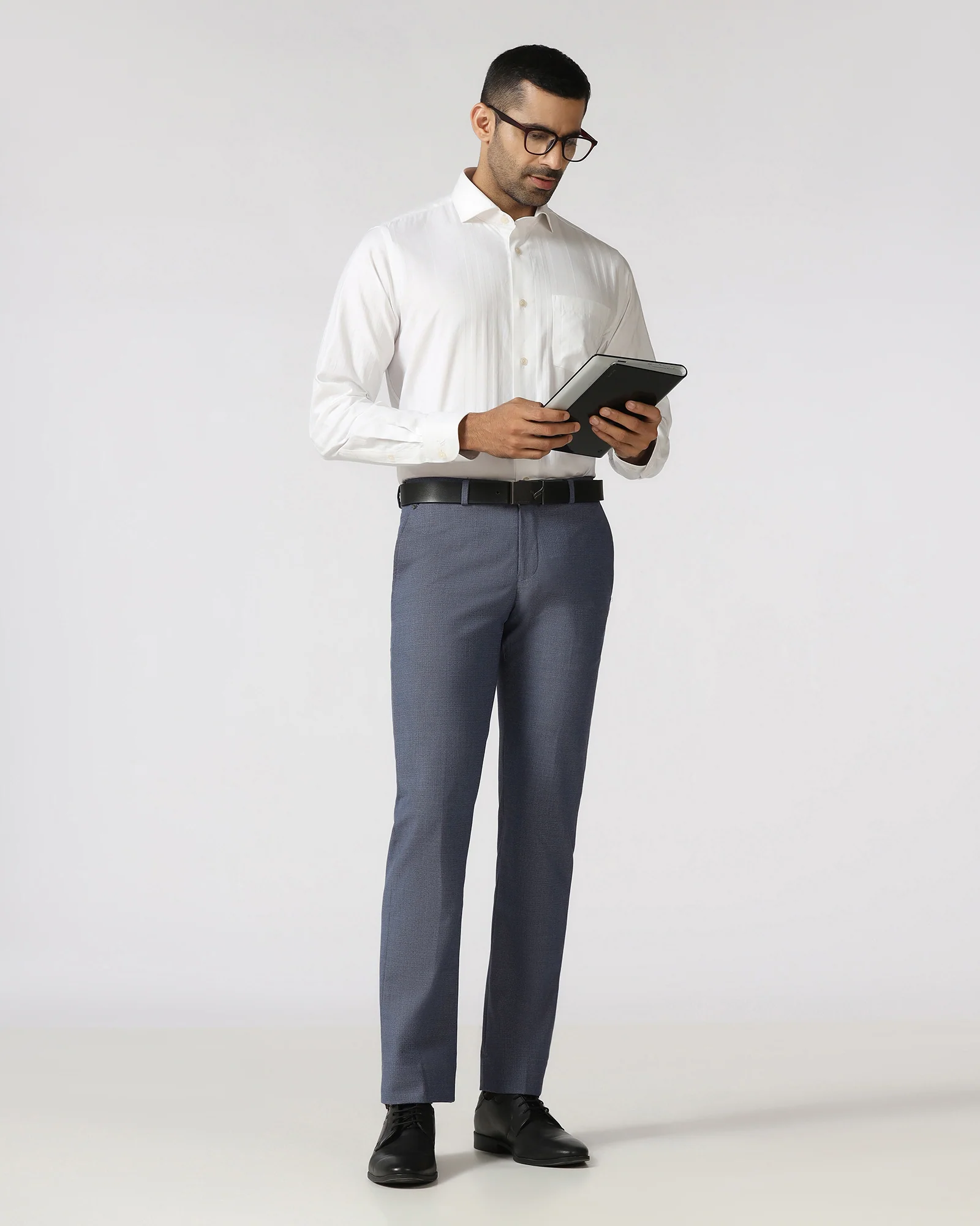 Blue Textured Trouser - Cuba - Image 5