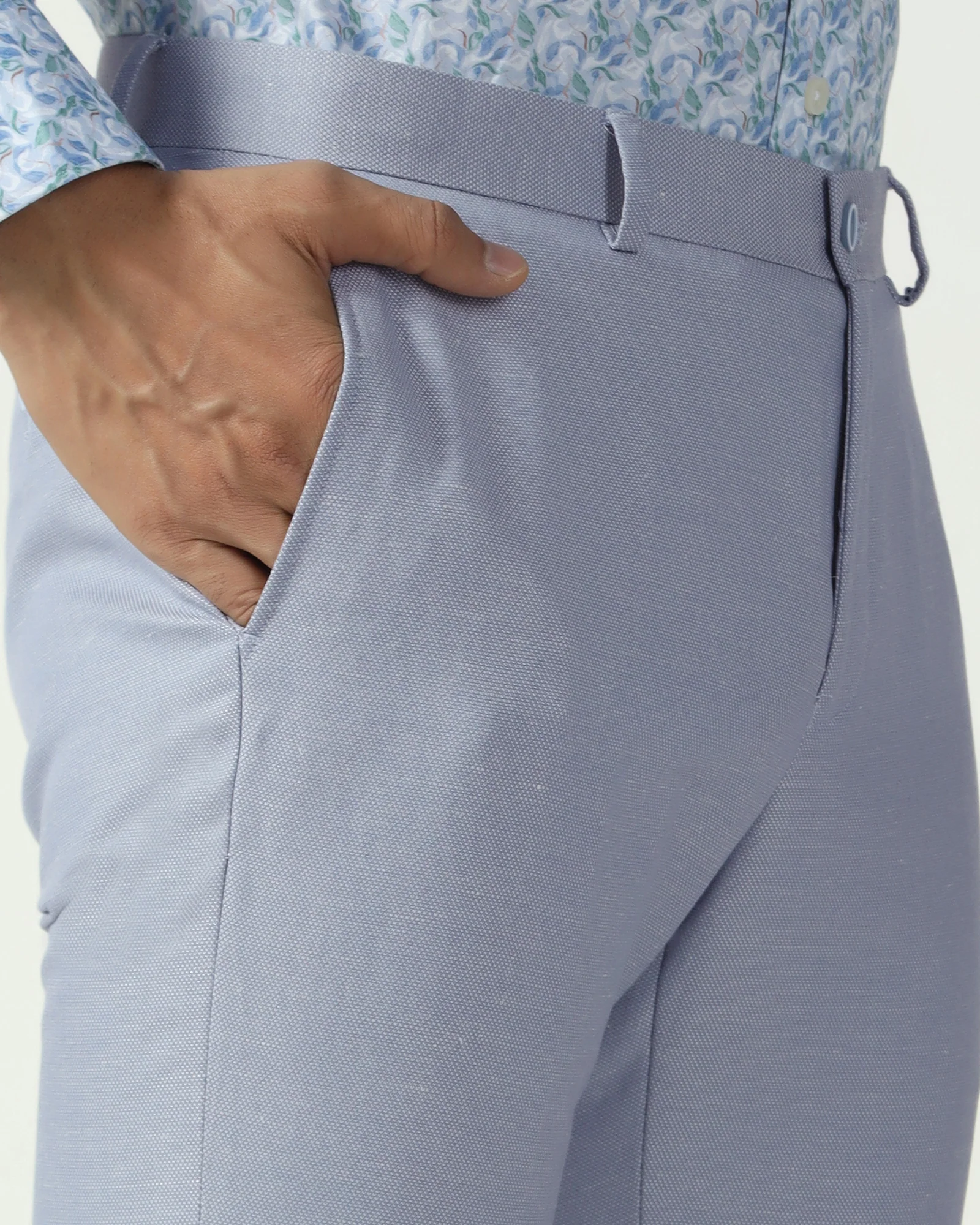 Blue Textured Trouser - Dort - Image 4