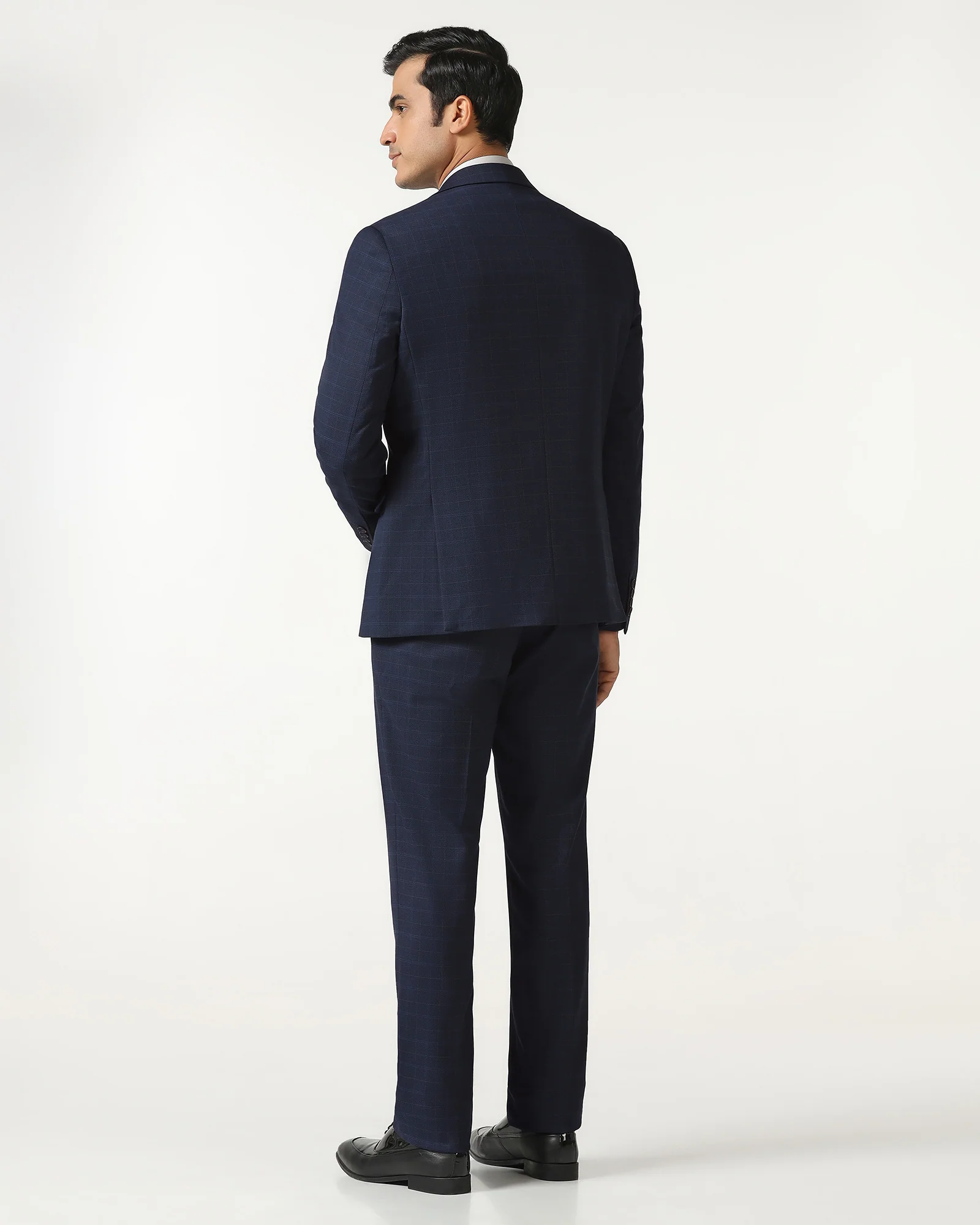 Blue Three Piece Check Suit - Qester - Image 2