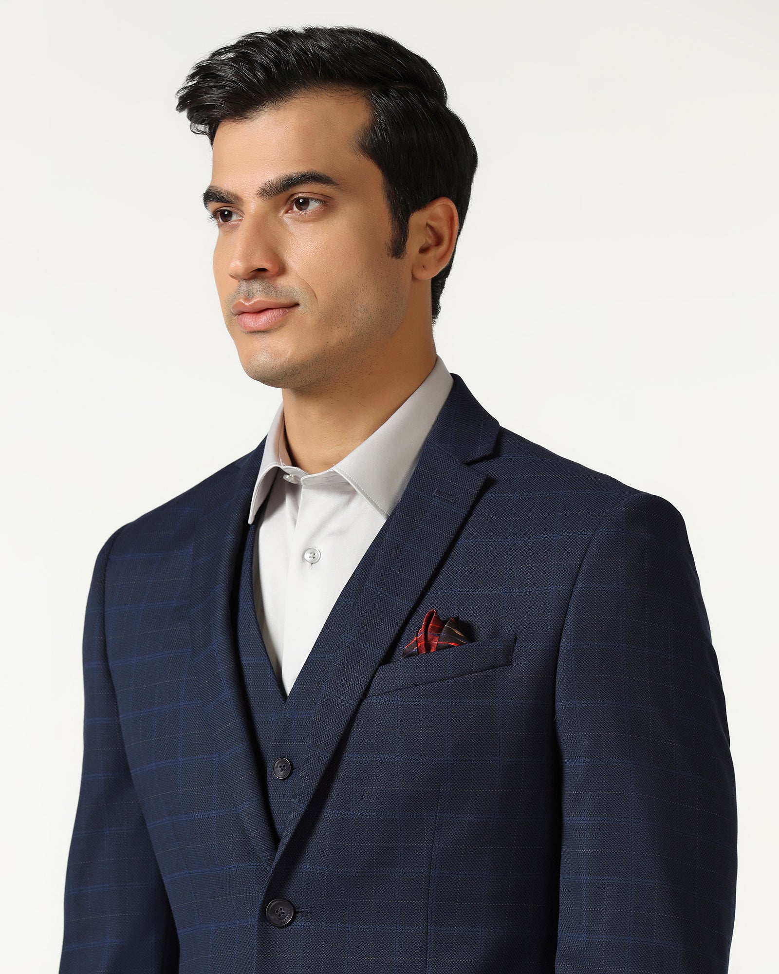 Blue Three Piece Check Suit - Qester - Image 4