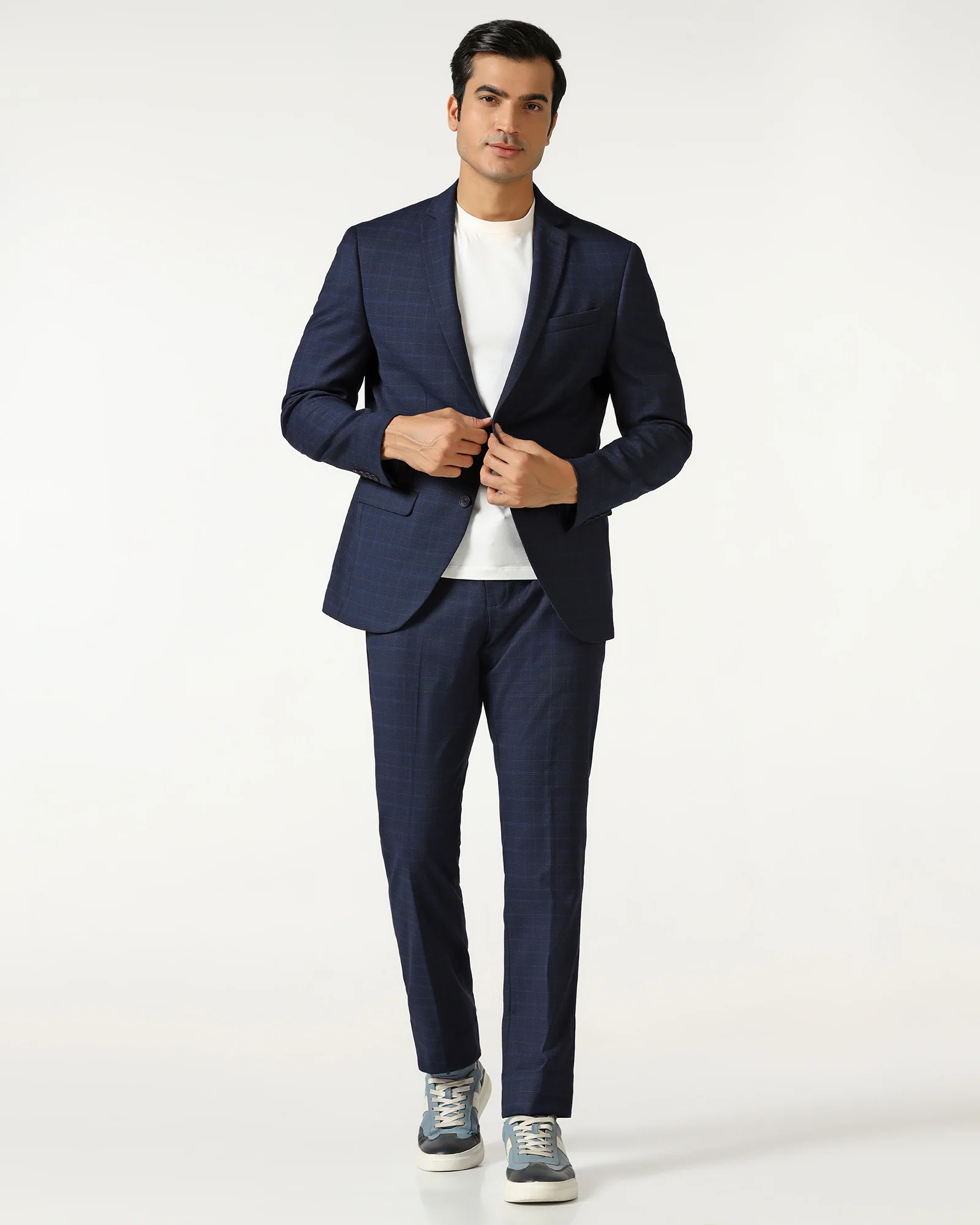 Blue Three Piece Check Suit - Qester - Image 7