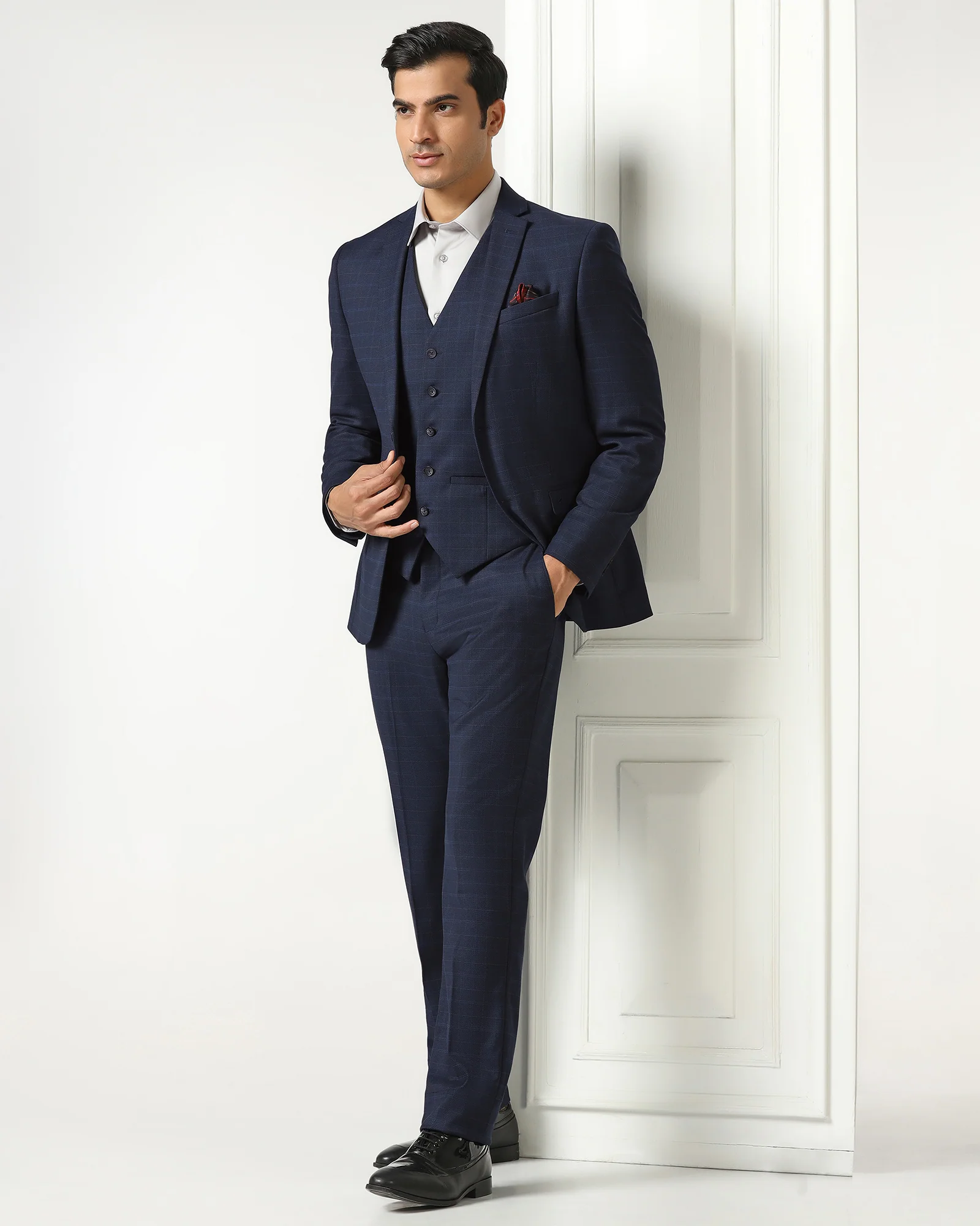 Blue Three Piece Check Suit - Qester - Image 9