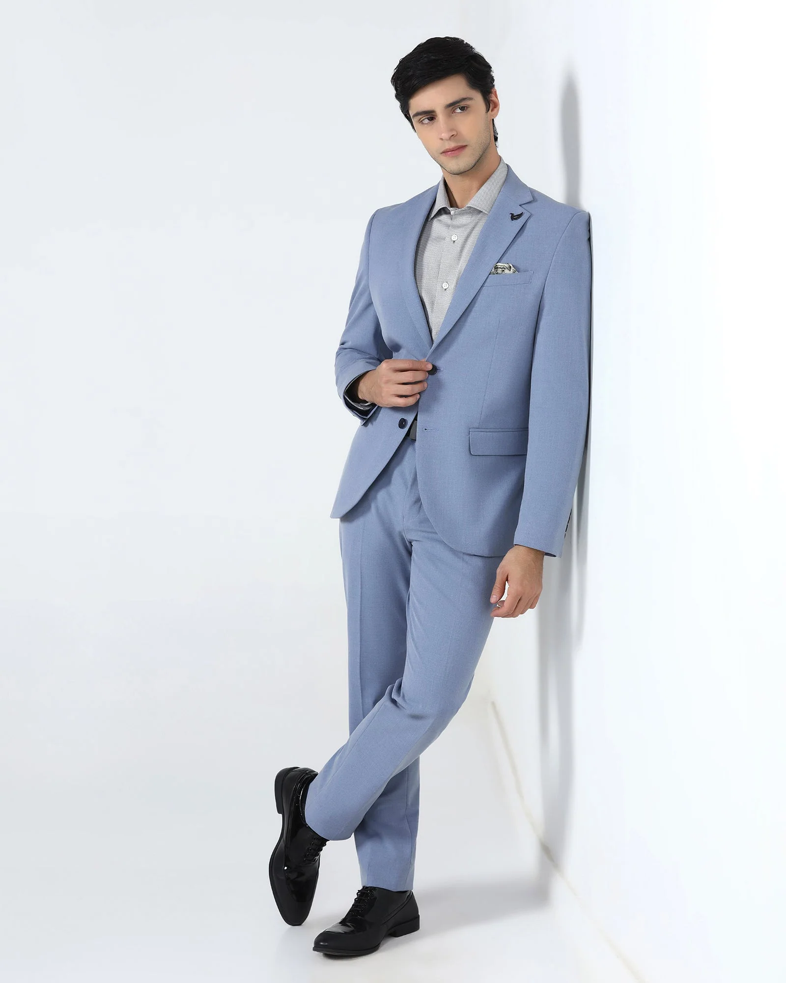 Blue Two Piece Solid Suit - Hedra - Image 2
