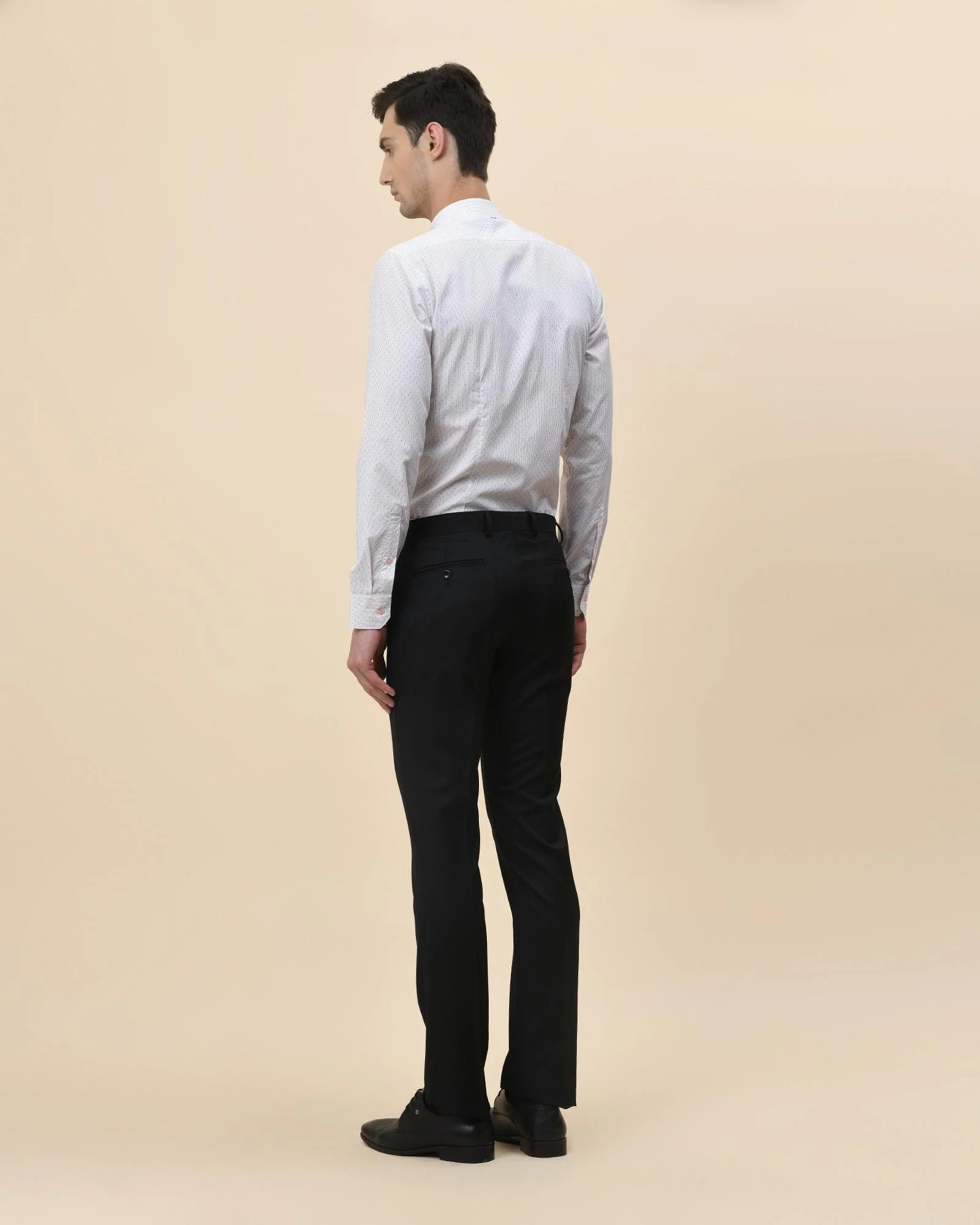 Luxe Slim Comfort B-95 Formal Black Textured Trouser - Bolt