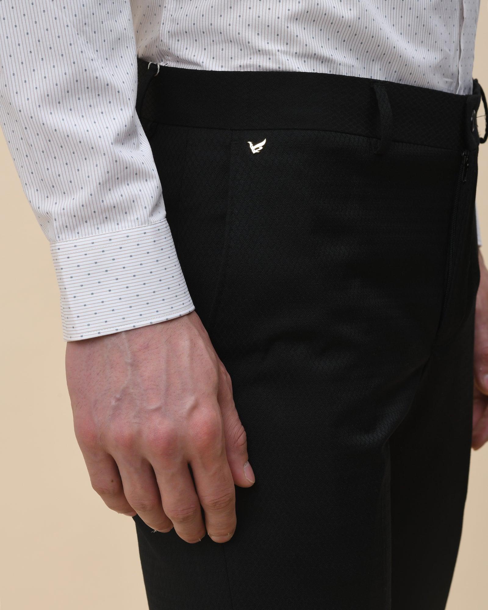 Luxe Slim Comfort B-95 Formal Black Textured Trouser - Bolt - Image 5