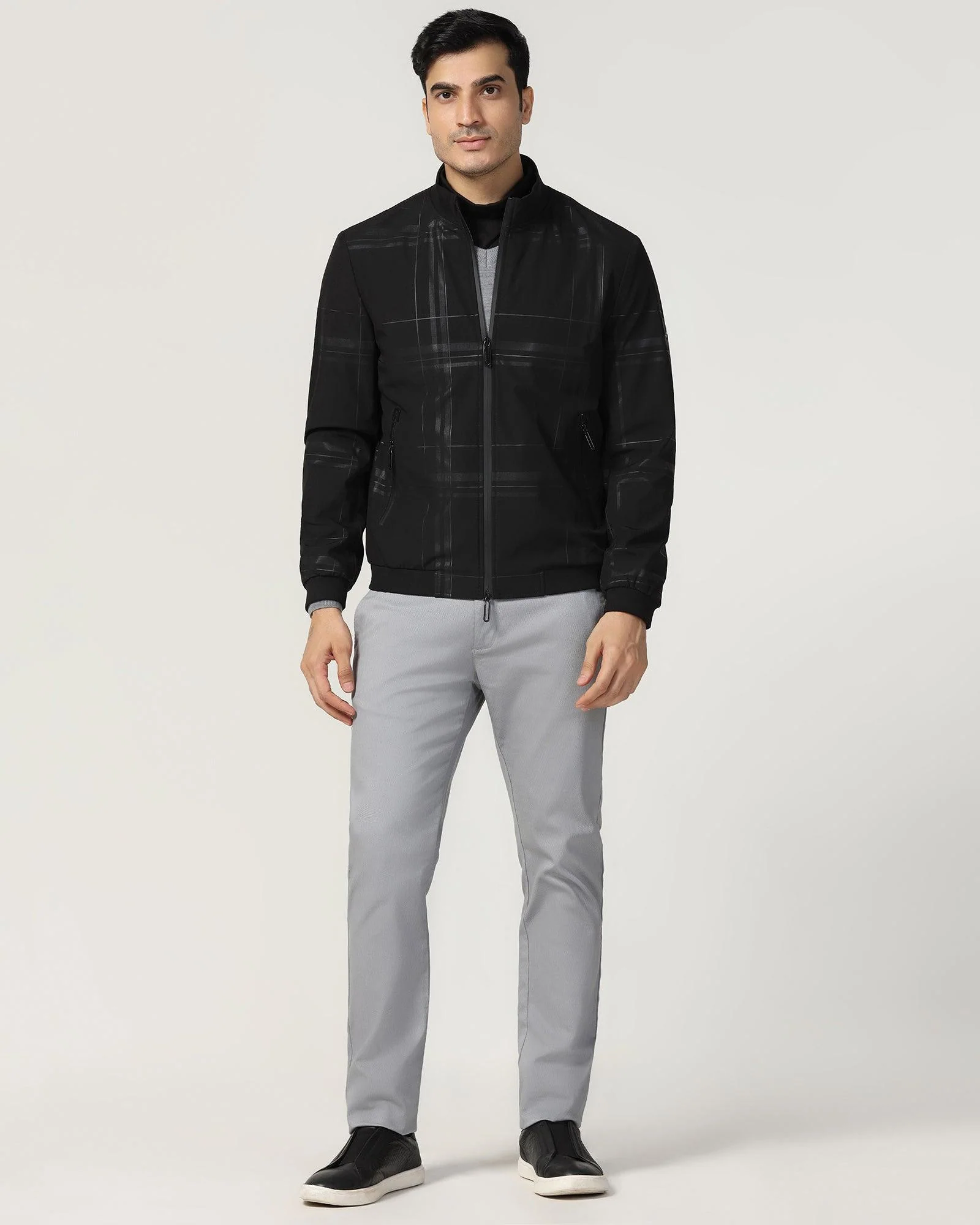 Bomber Black Printed Zipper Jacket - Rafale - Image 3