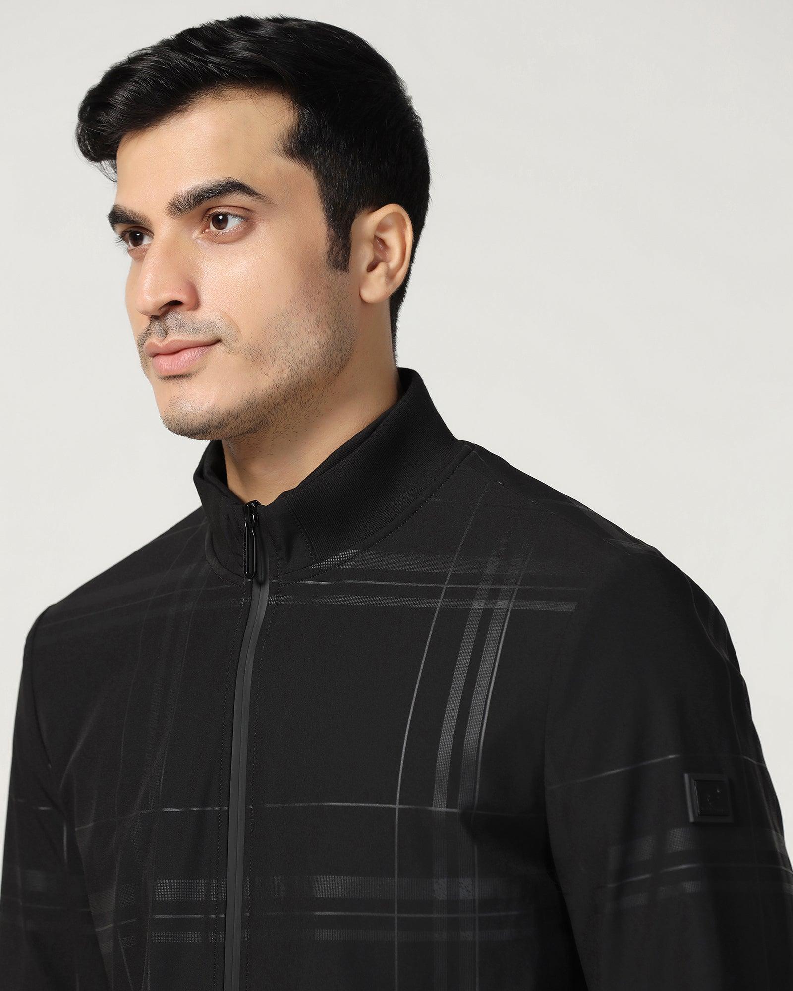 Bomber Black Printed Zipper Jacket - Rafale - Image 4