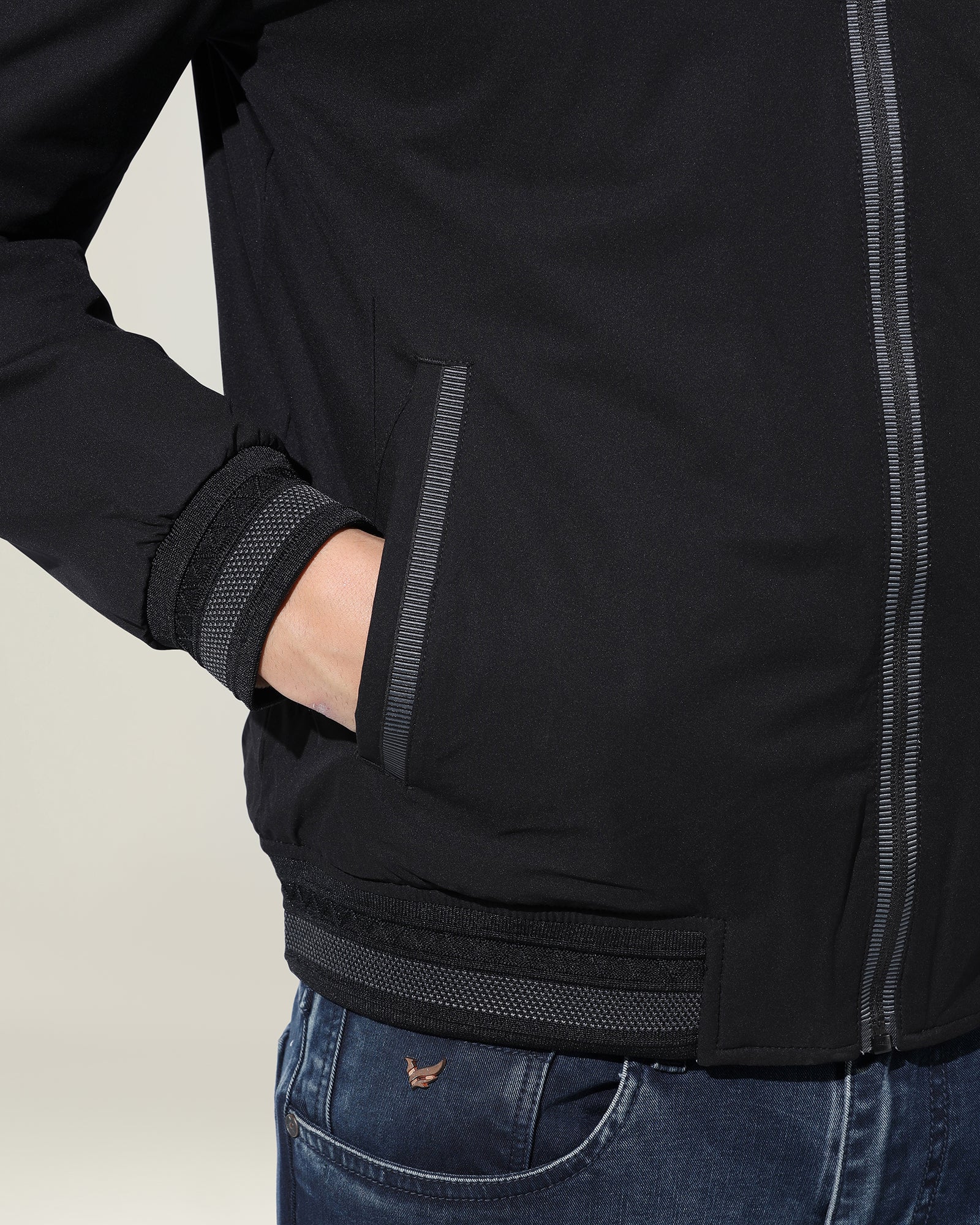 Reversible Bomber Black Solid Zipper Jacket - Spectre - Image 5