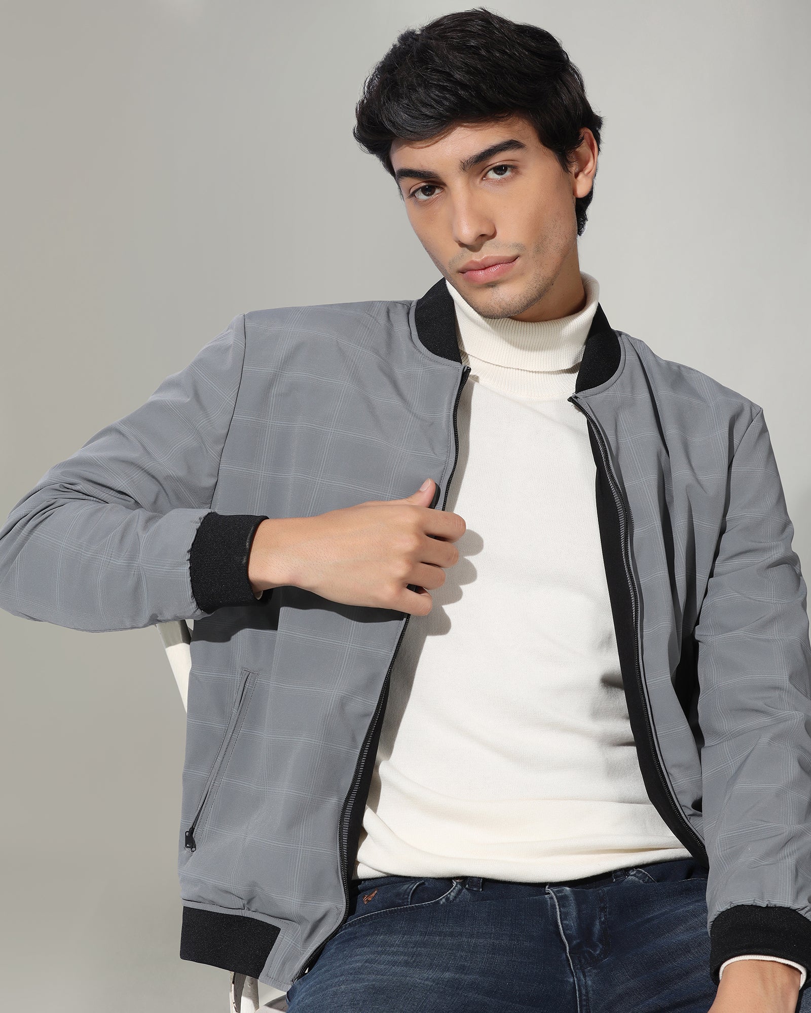 Reversible Bomber Black Solid Zipper Jacket - Spectre - Image 6