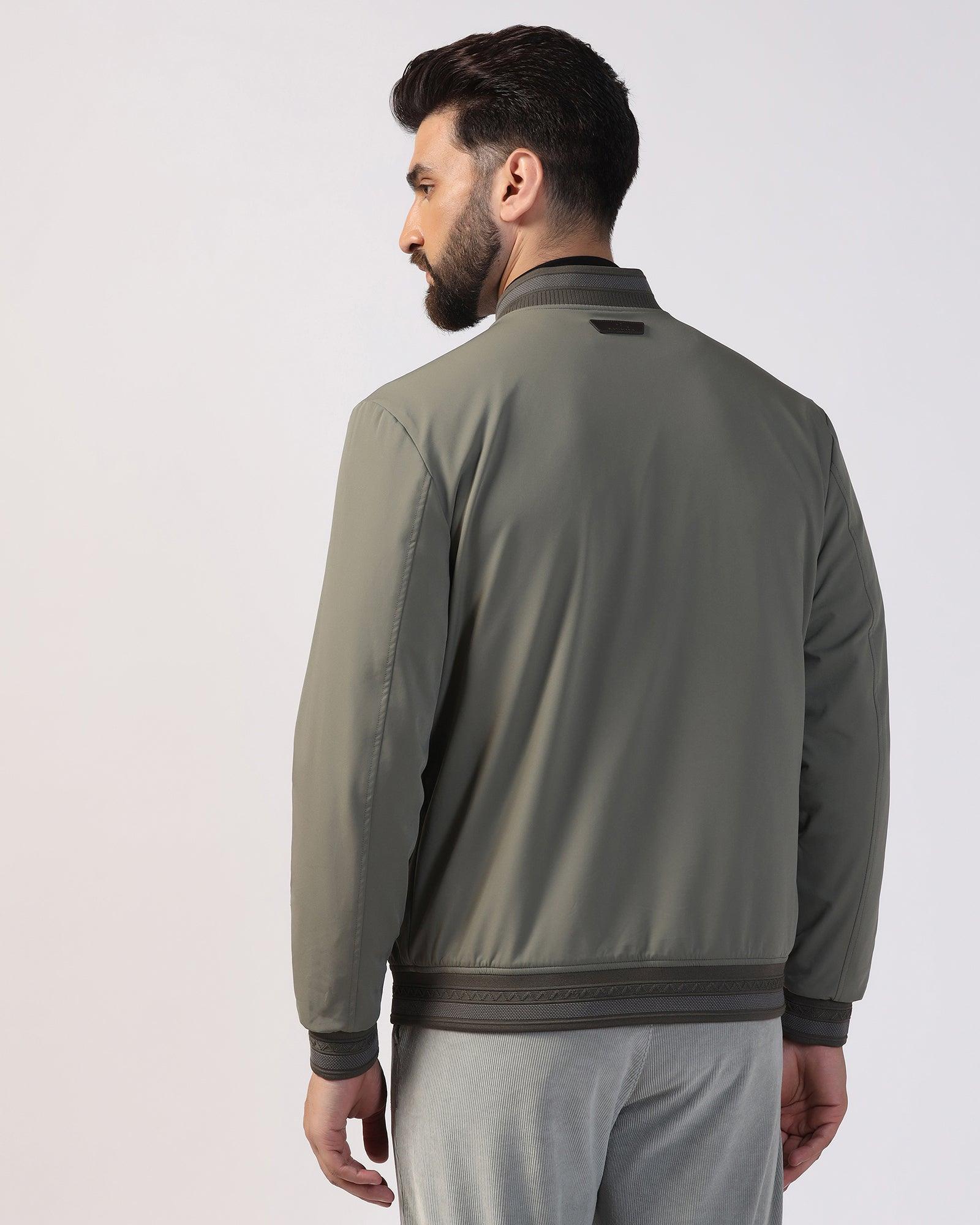 Reversible Bomber Grey Solid Zipper Jacket - Spectre - Image 2