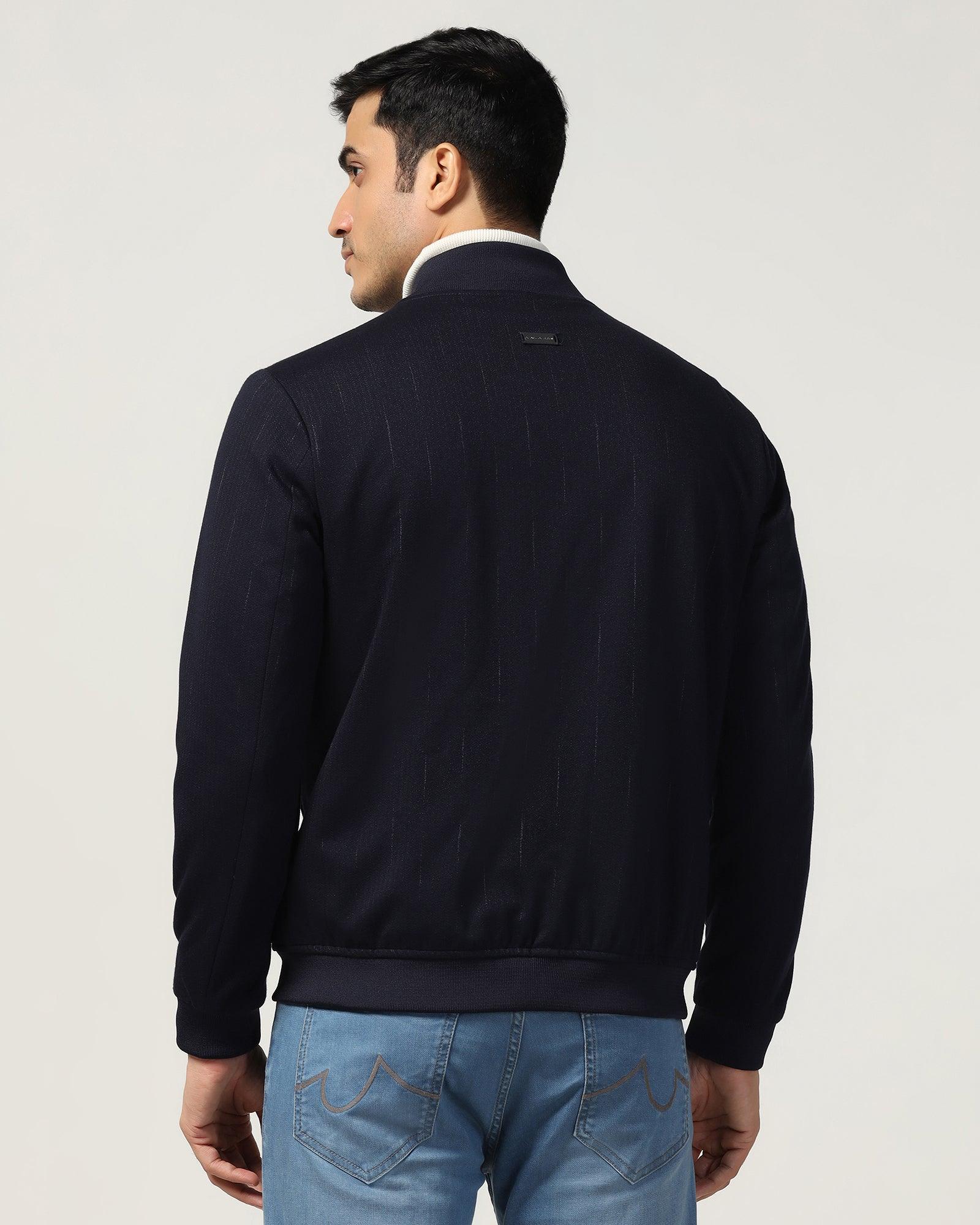 Bomber Navy Textured Zipper Jacket - Accord - Image 2