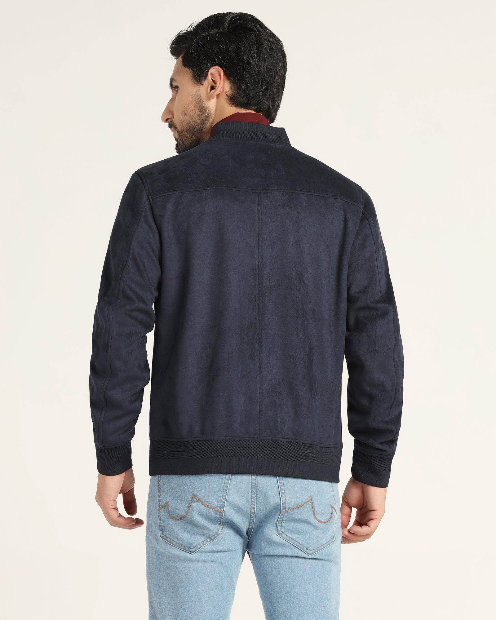 Bomber Navy Solid Zipper Jacket - Raul - Image 2
