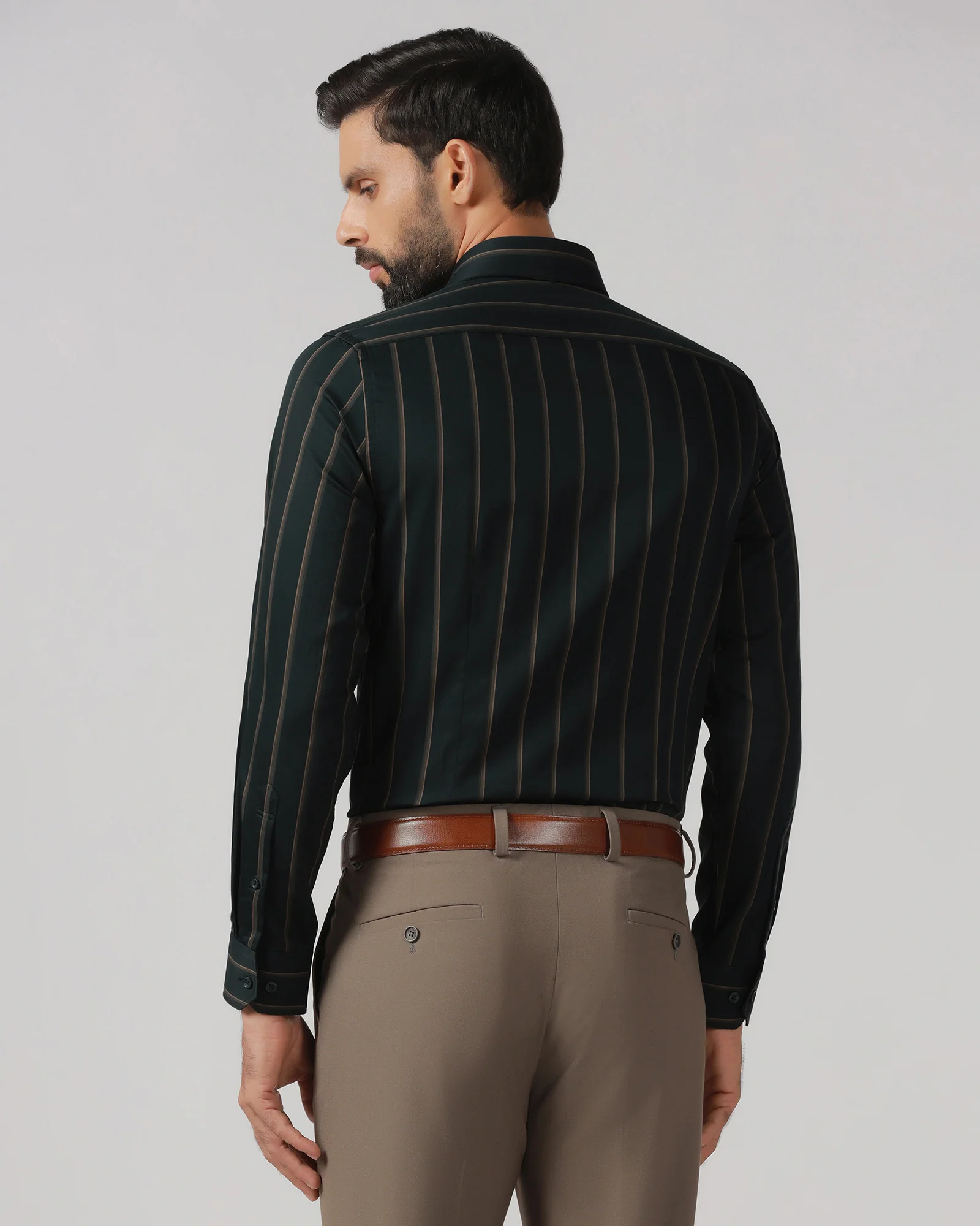 Bottle Green Stripe Shirt - Simon - Image 2