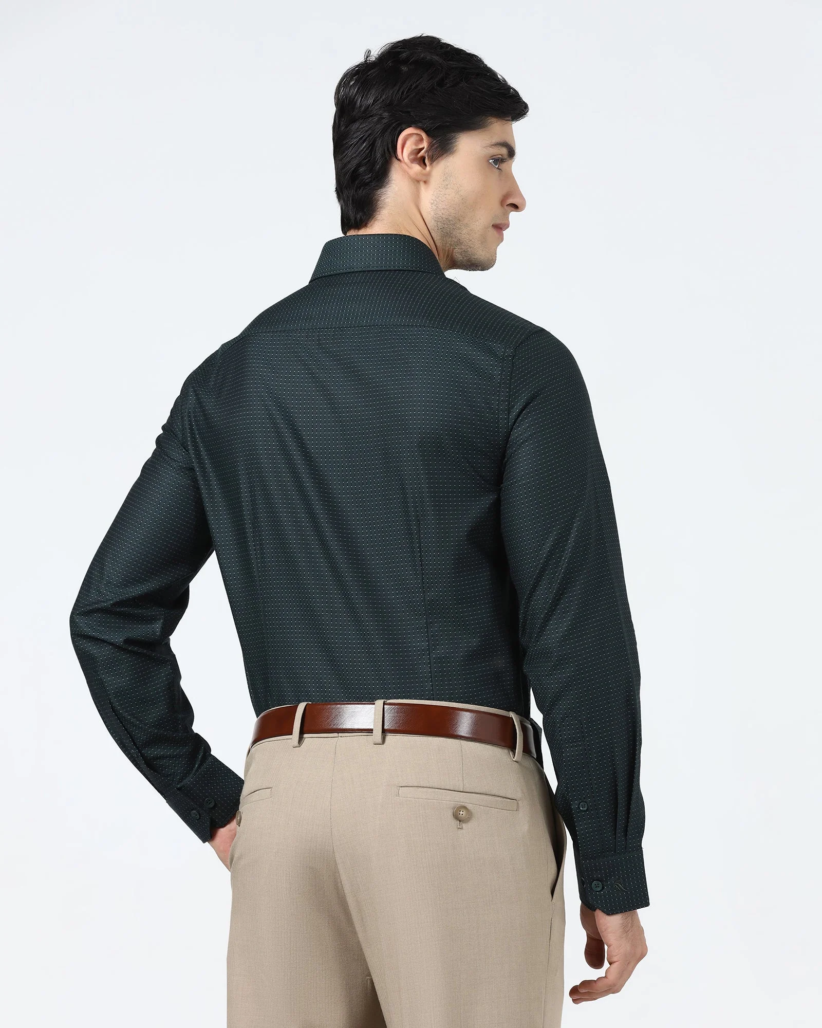 Bottle Green Textured Shirt - Atlas - Image 2