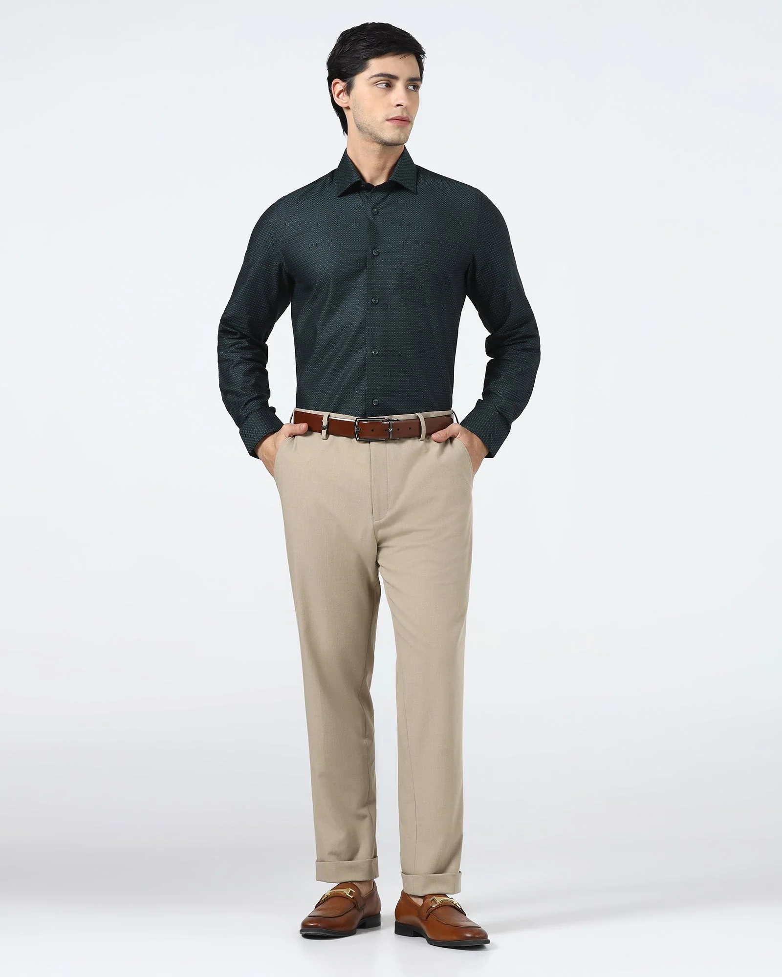 Bottle Green Textured Shirt - Atlas - Image 3