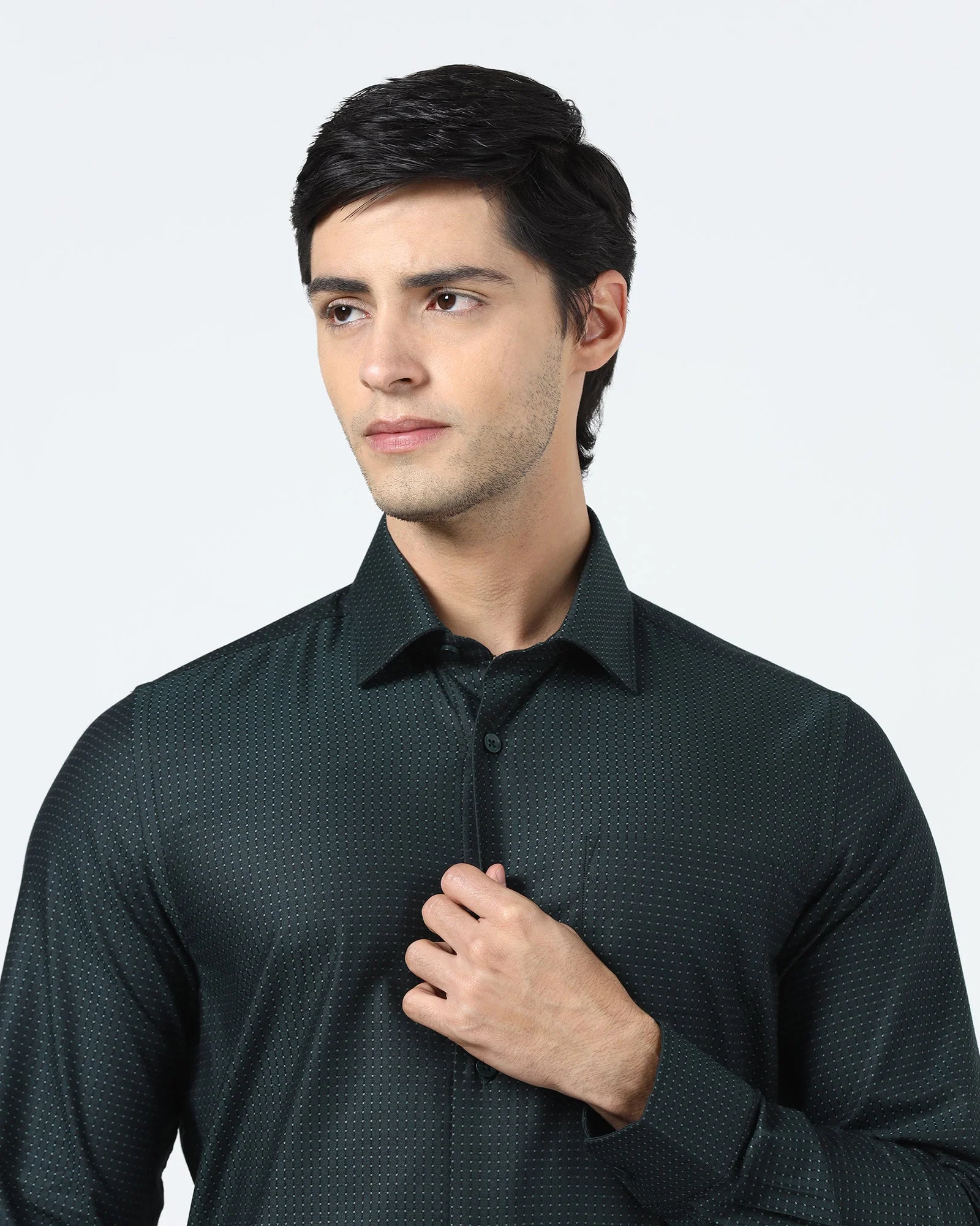 Bottle Green Textured Shirt - Atlas - Image 4