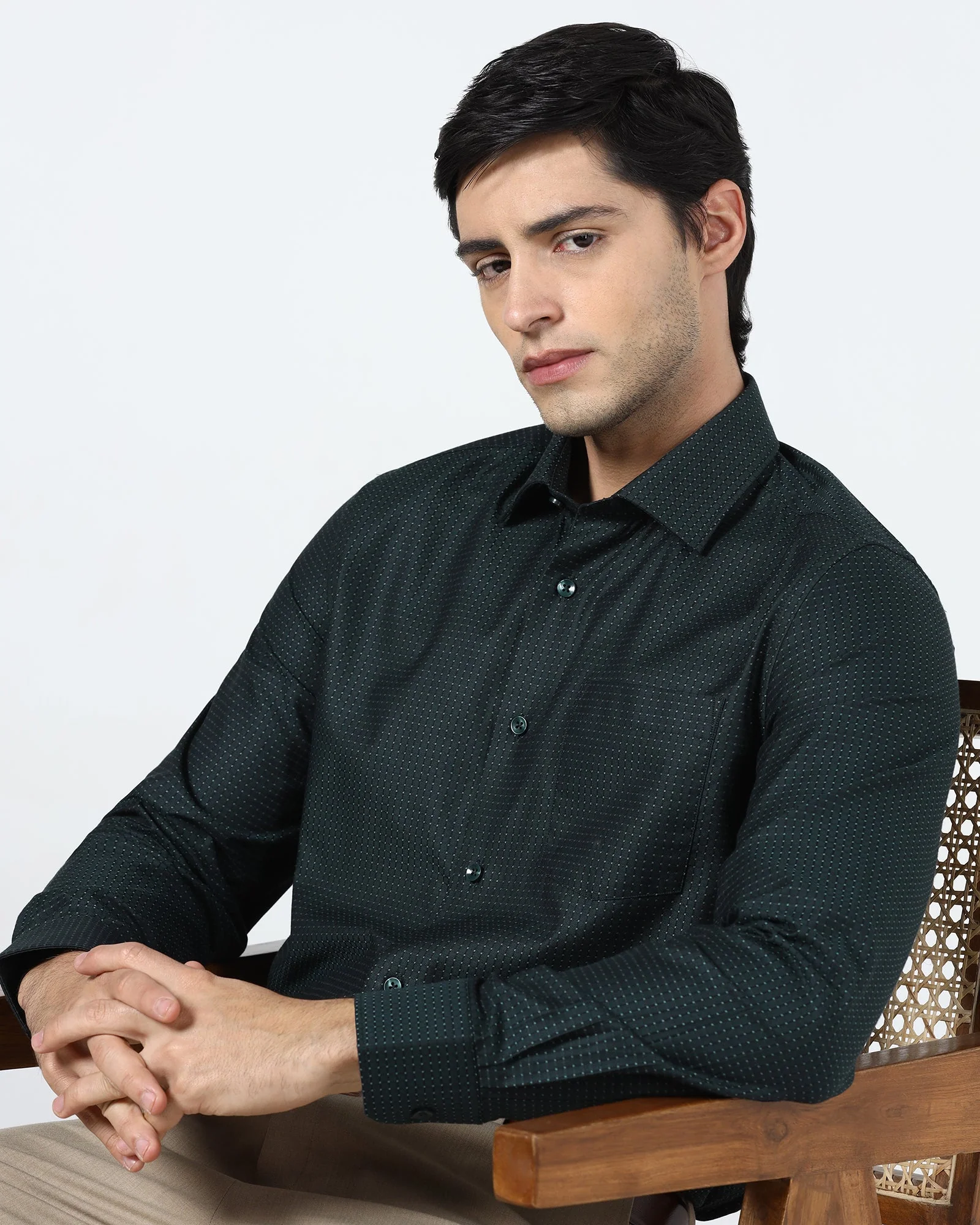 Bottle Green Textured Shirt - Atlas - Image 7