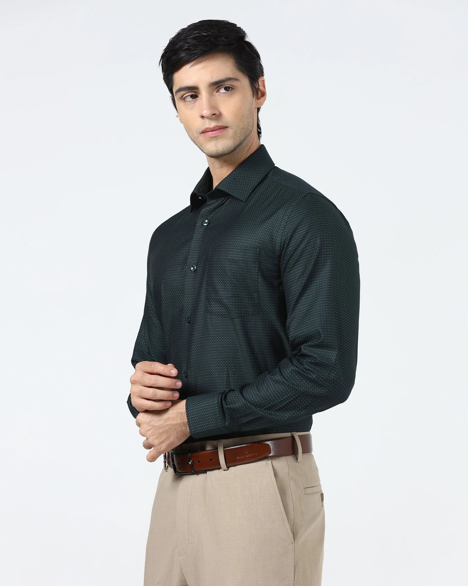 Bottle Green Textured Shirt - Atlas - Image 8