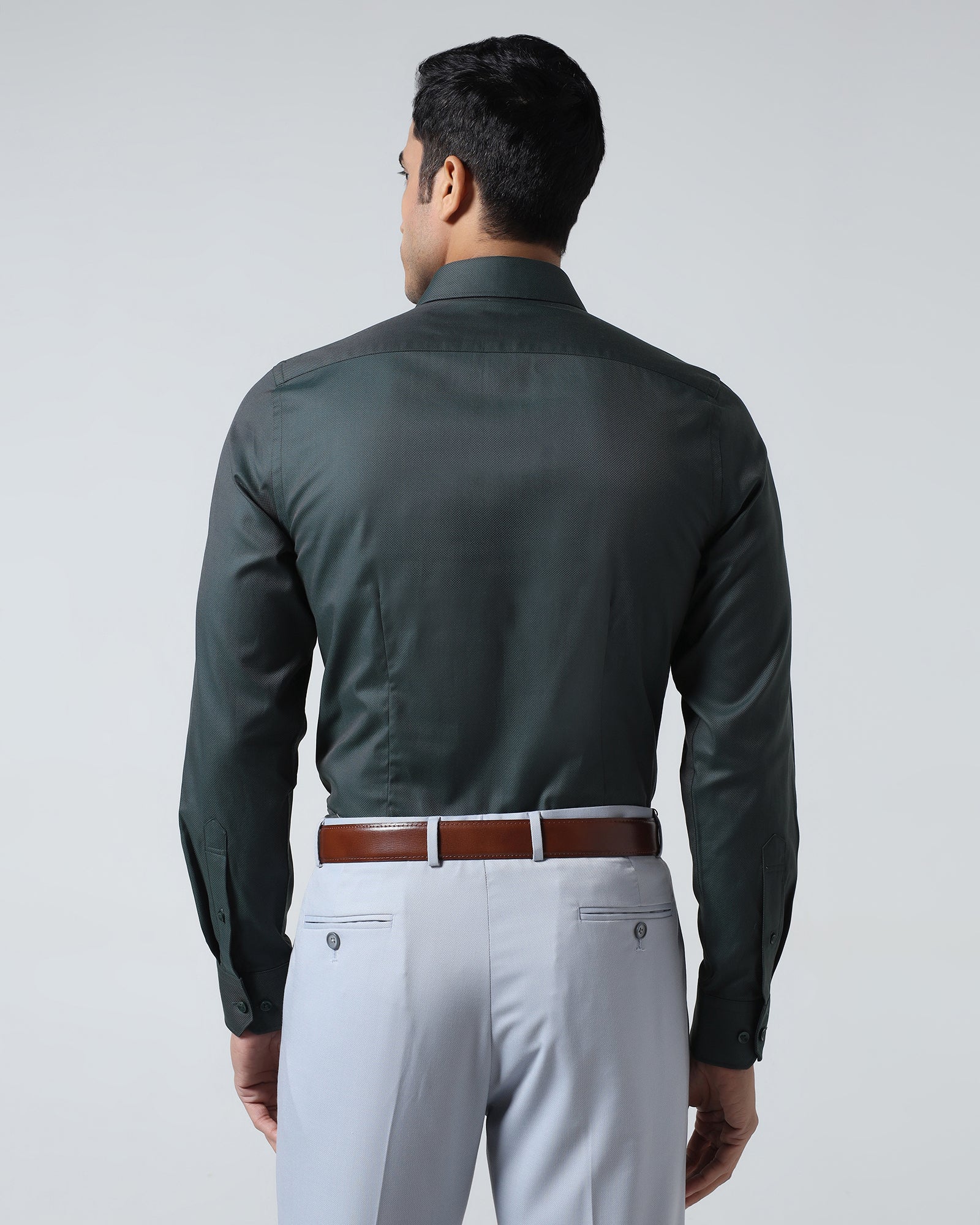 Bottle Green Textured Shirt - Magnus - Image 2