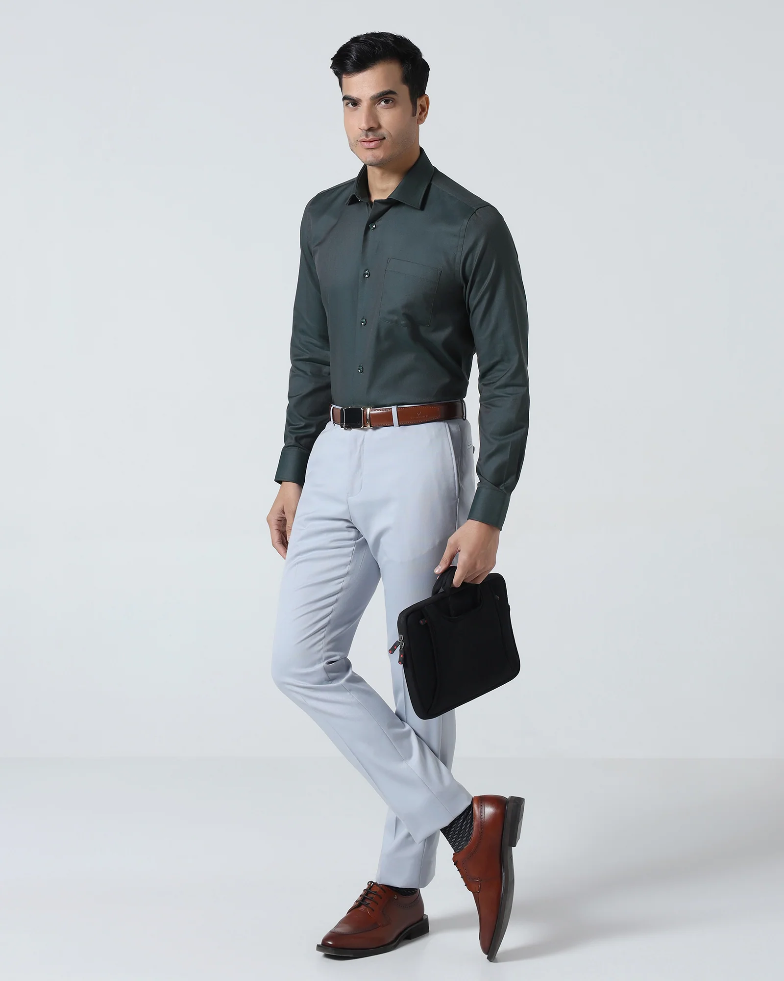 Bottle Green Textured Shirt - Magnus - Image 8