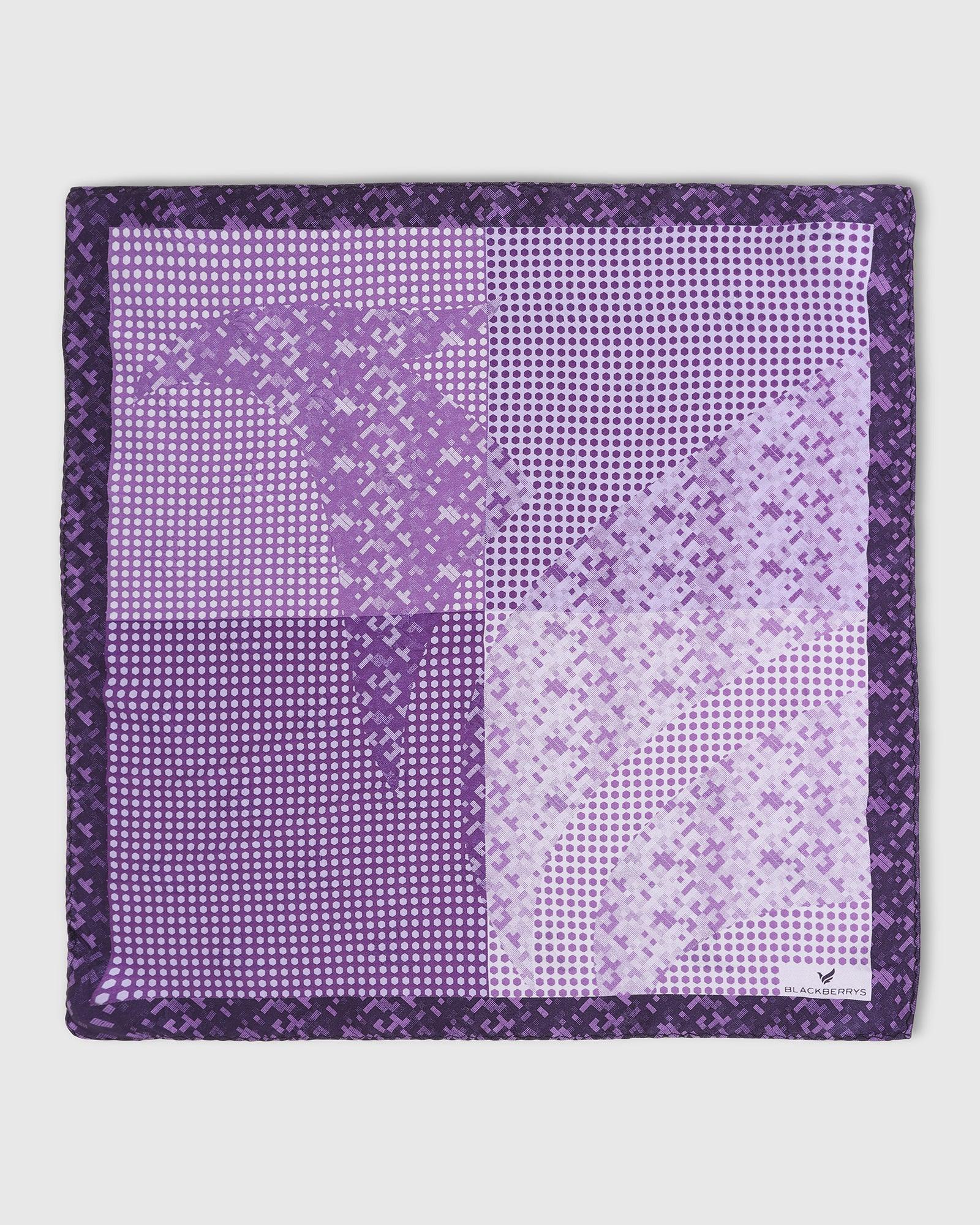 Boxed Combo Printed Tie With Pocket Square And Cufflink In Purple - Taran - Image 7
